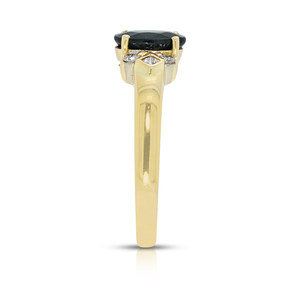 Classic 1.69ct Blue Sapphire and 0.17ct Natural Diamond Ring in 18K Yellow Gold