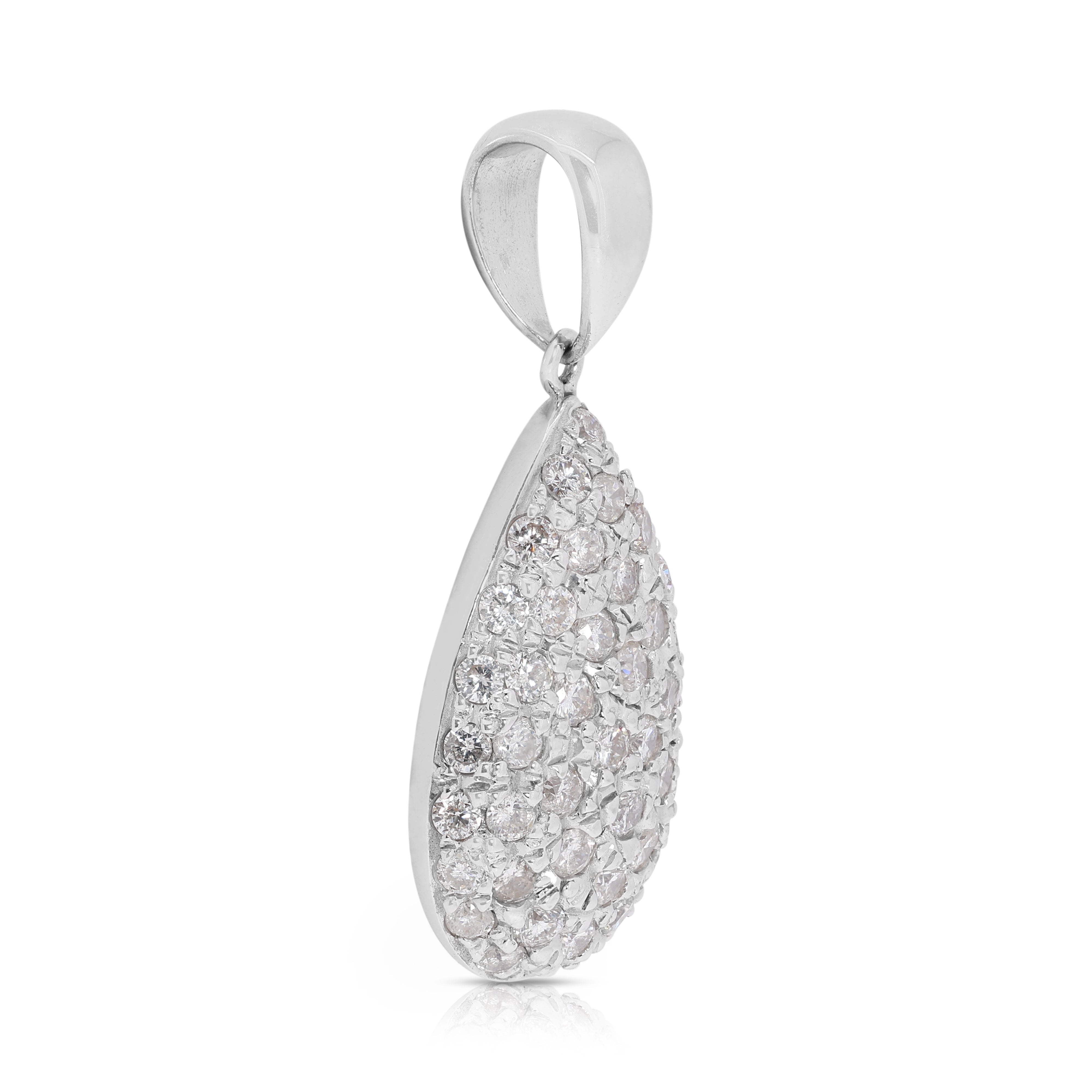 Gorgeous 1 Carat Natural Diamond Pendant in 18K White Gold
