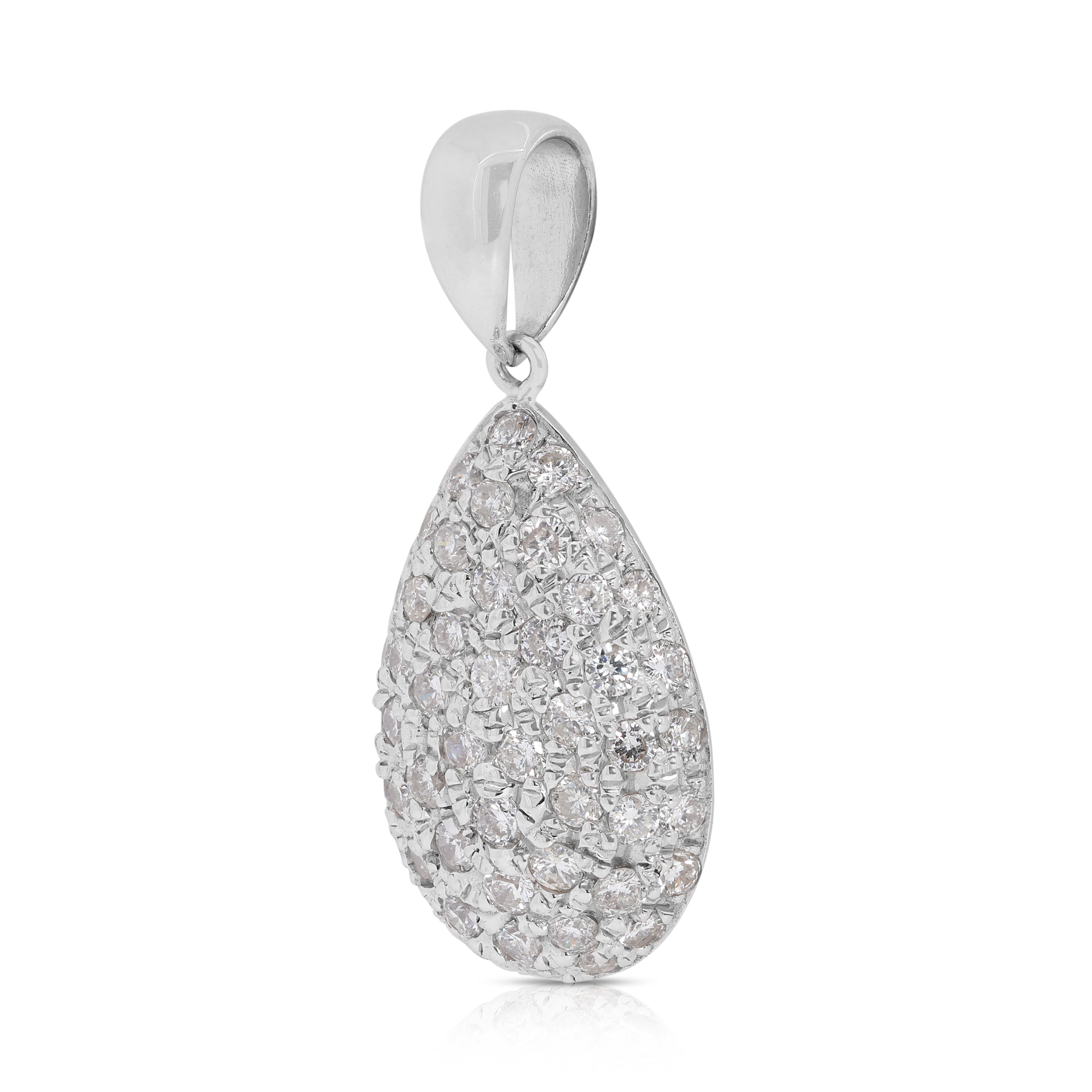 Gorgeous 1 Carat Natural Diamond Pendant in 18K White Gold