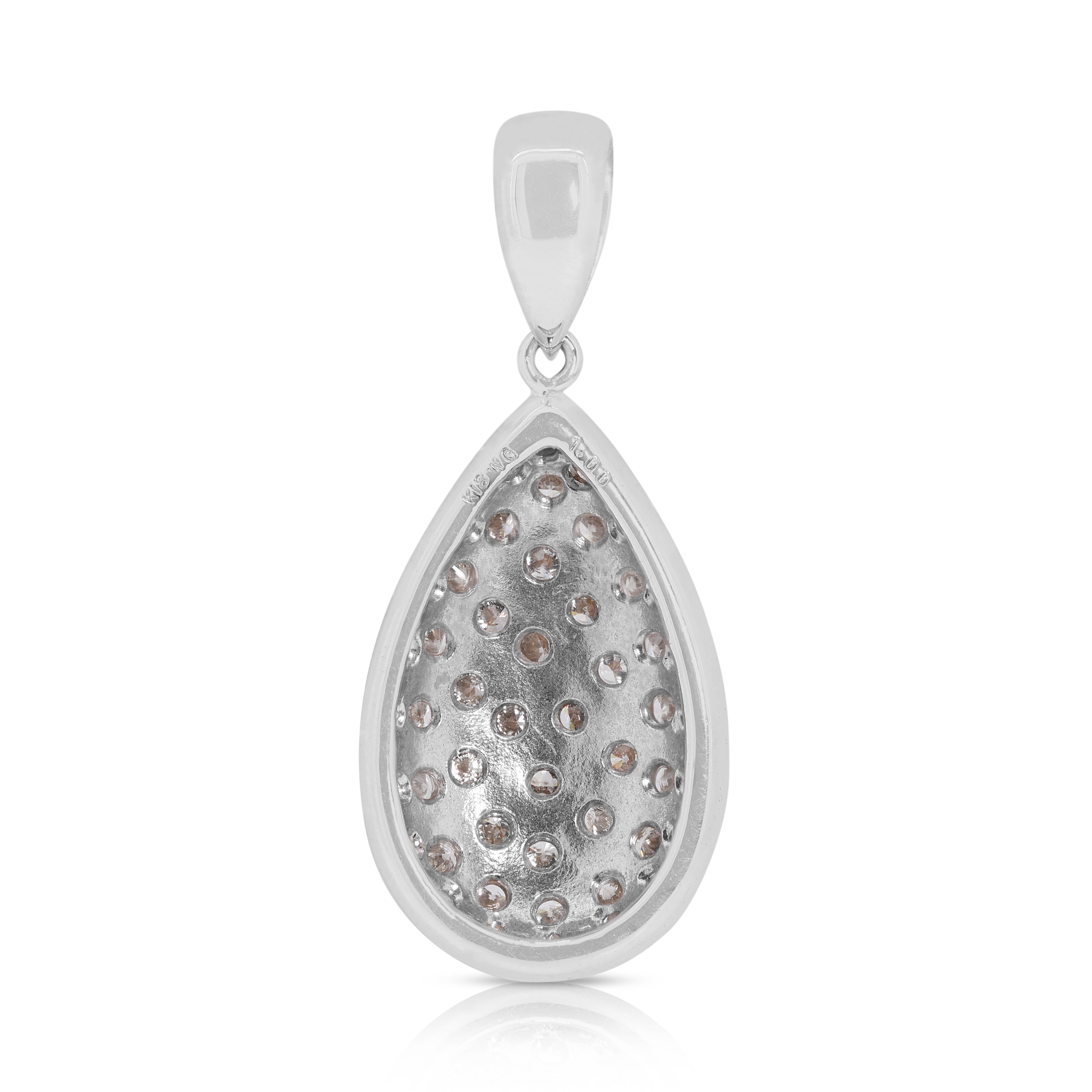 Gorgeous 1 Carat Natural Diamond Pendant in 18K White Gold