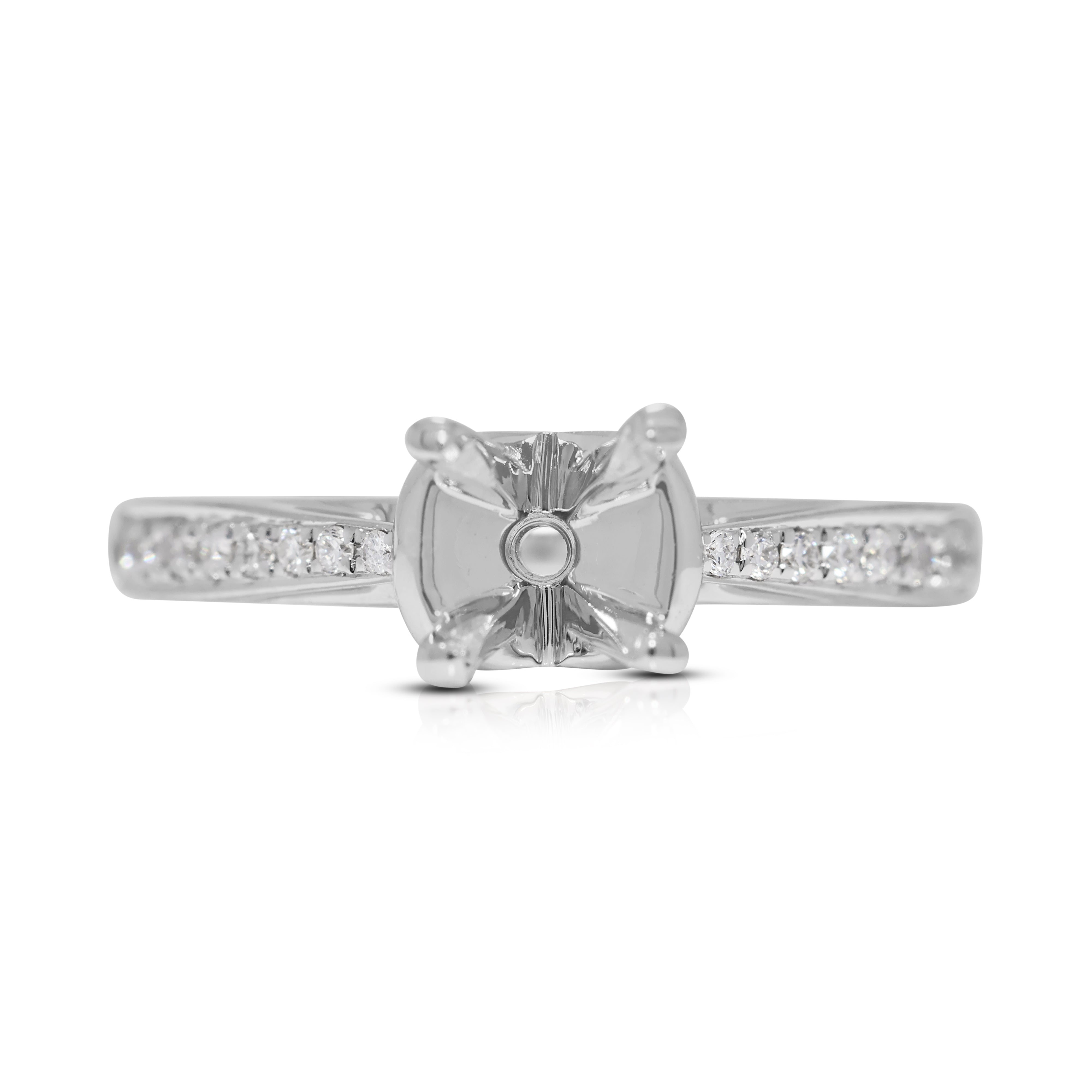 Dazzling 0.15ct Natural Diamond Pave Ring Setting in 18K White Gold