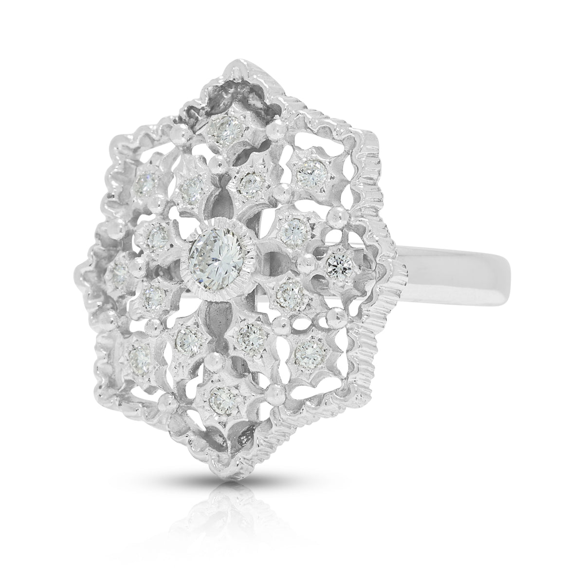 Sophisticated 0.21ct Natural Diamond Heavy Band Ring in Platinum