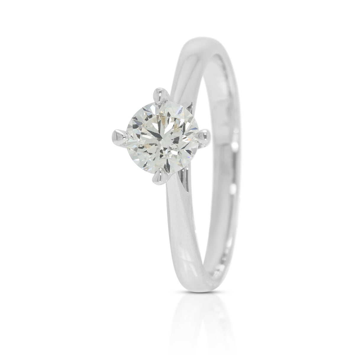 Elegant Mayson Jewellery 0.61ct Natural Diamond Cathedral Solitaire Ring in 18K White Gold with SIG Certificate
