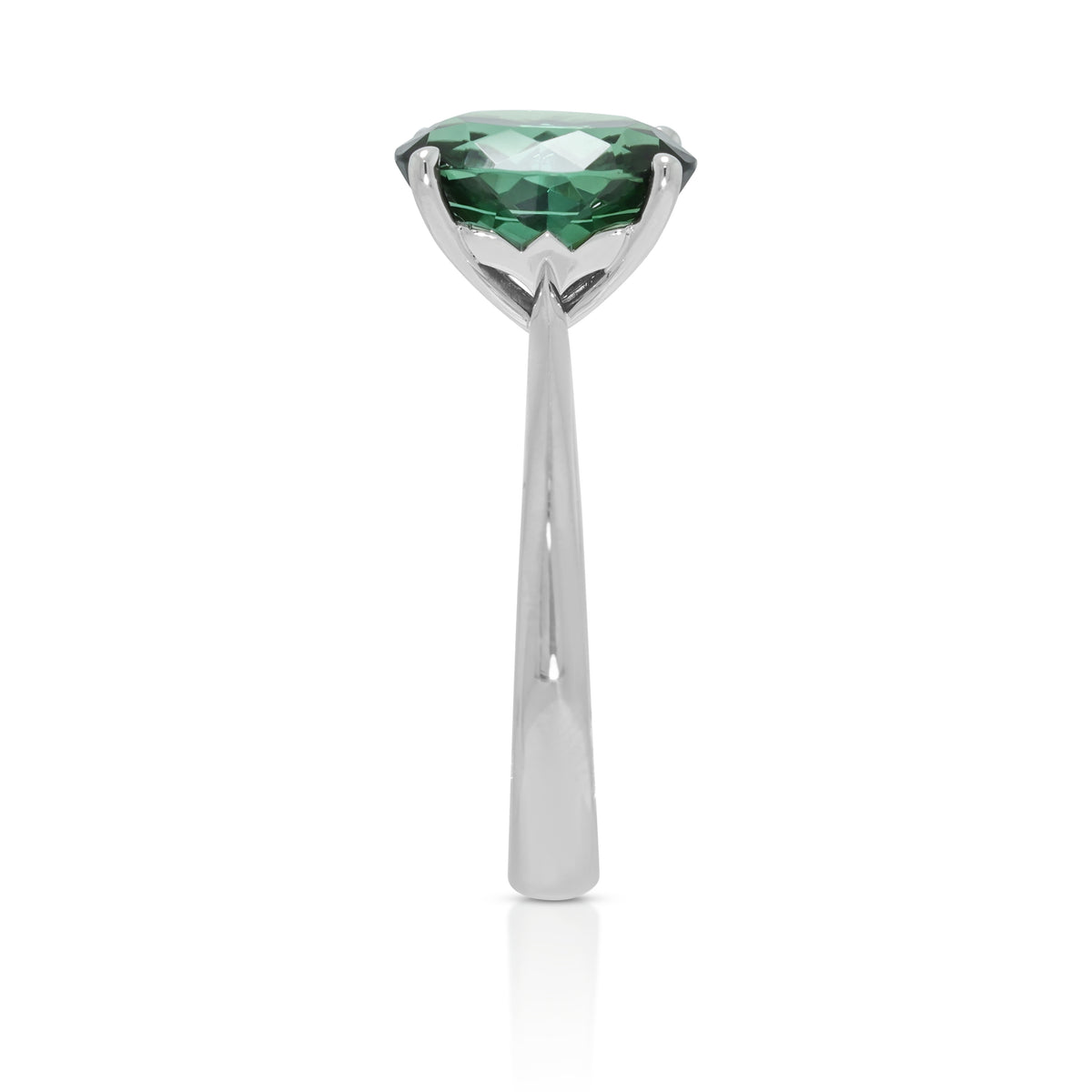 Verdant 3.17ct Green Tourmaline Solitaire Ring in 18K White Gold