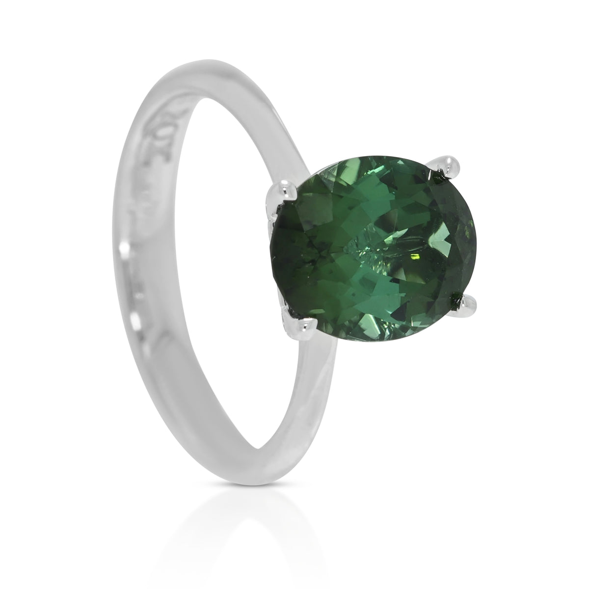 Verdant 3.17ct Green Tourmaline Solitaire Ring in 18K White Gold