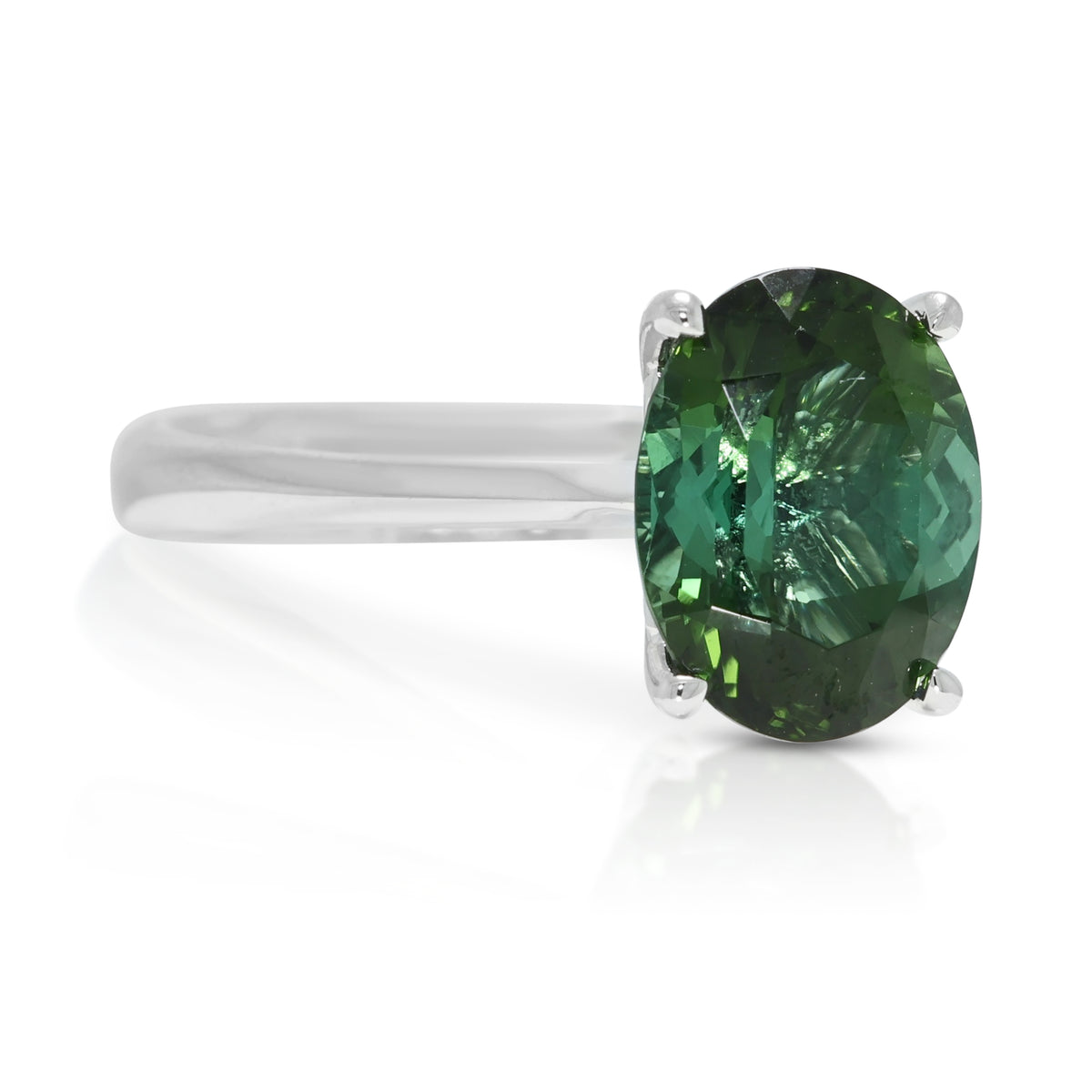 Verdant 3.17ct Green Tourmaline Solitaire Ring in 18K White Gold