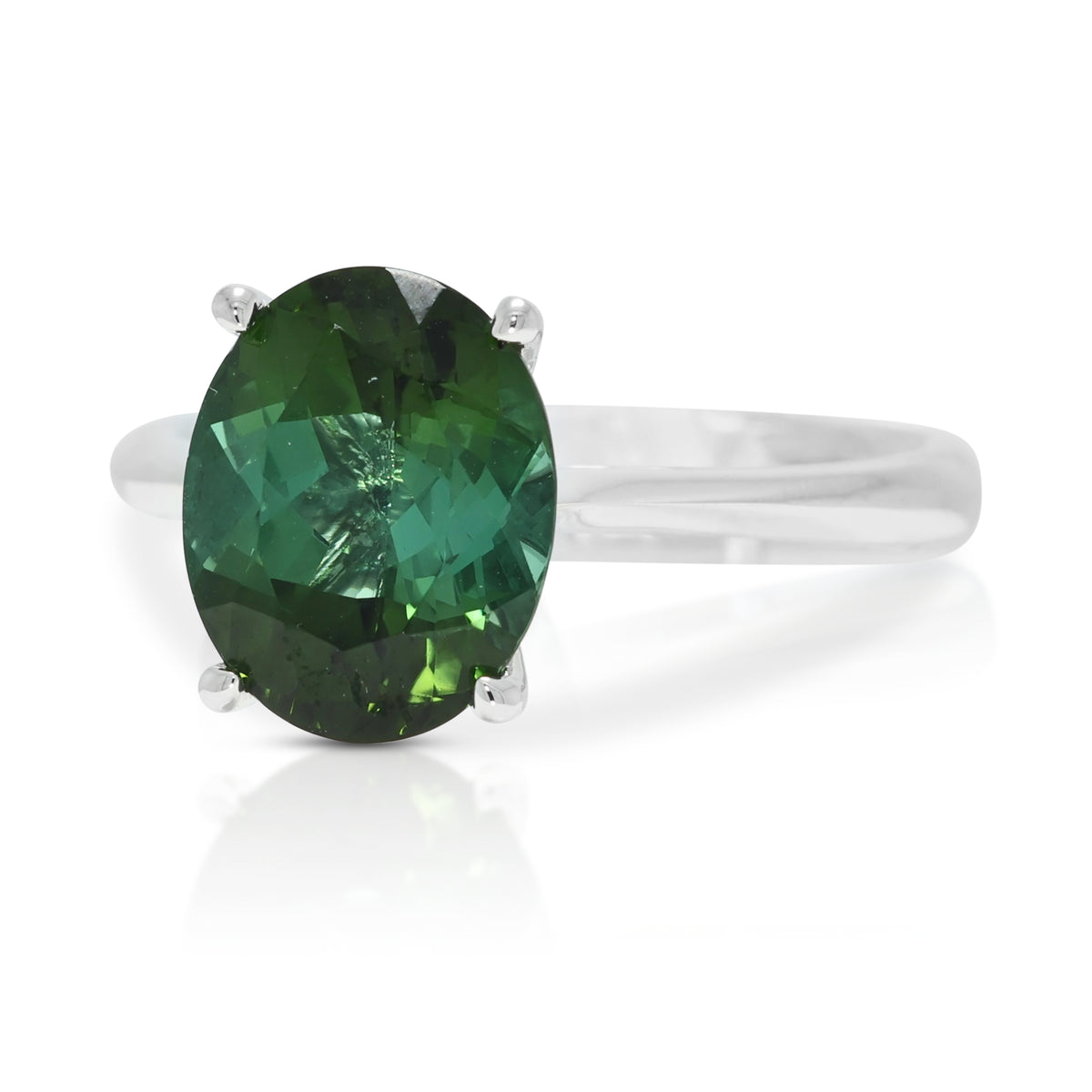 Verdant 3.17ct Green Tourmaline Solitaire Ring in 18K White Gold