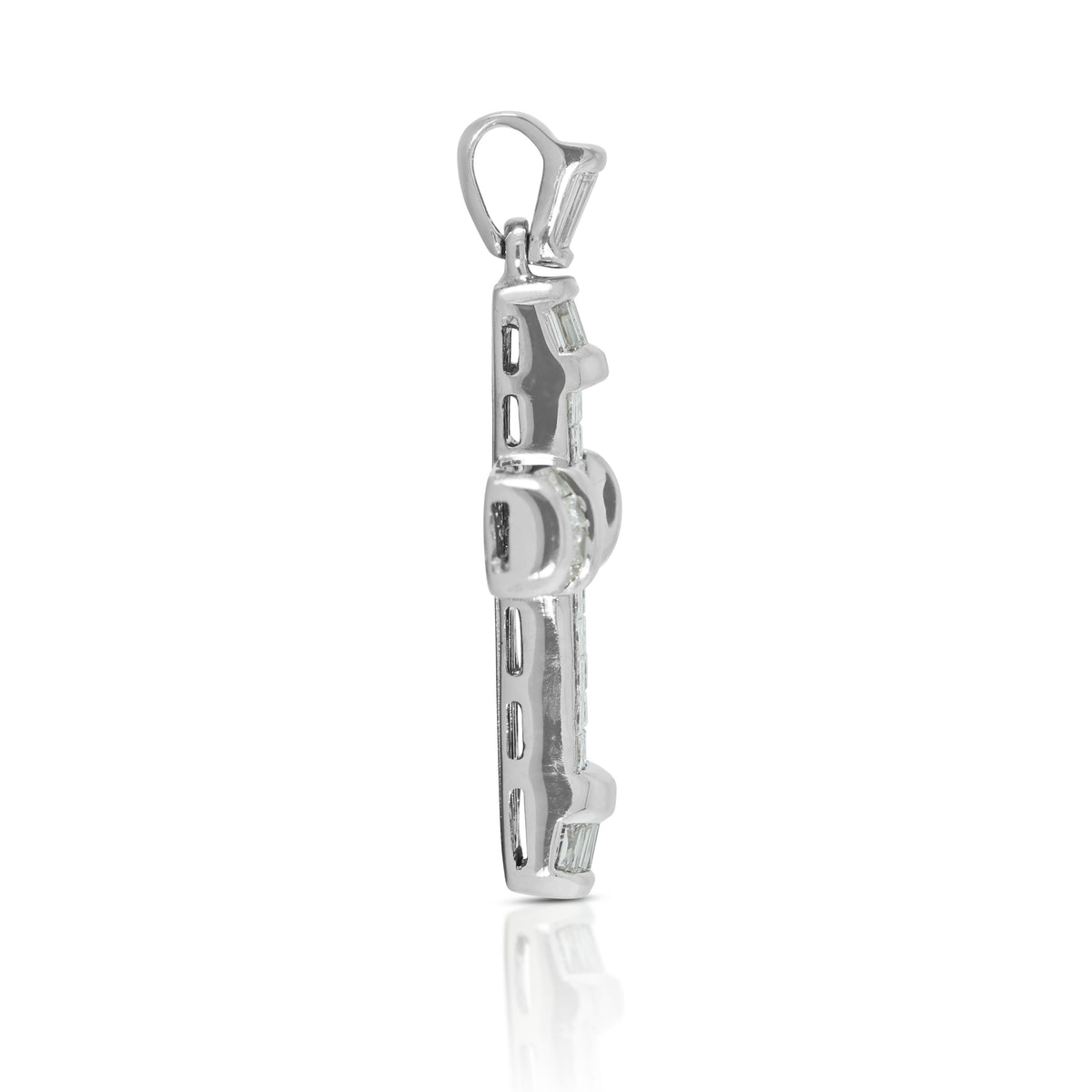 Radiant 1.59ct Natural Diamond Princess and Baguette Cut Cross Pendant in 18K White Gold