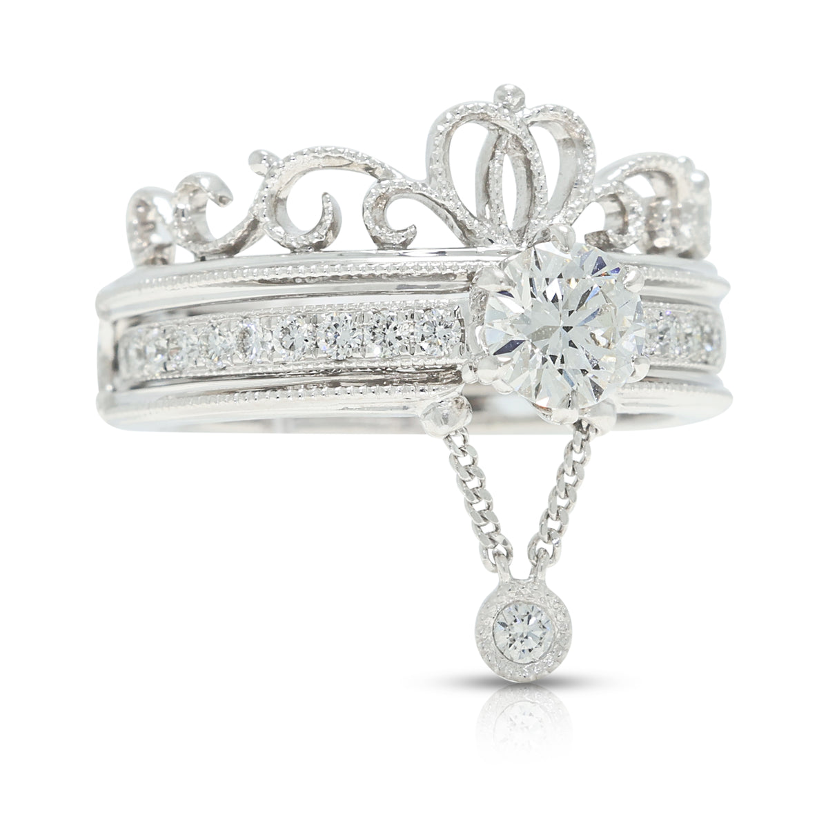 Sovereign 1.04ct Natural Diamond Tiara Detachable Ring Set in 18K White Gold with GIA Certificate
