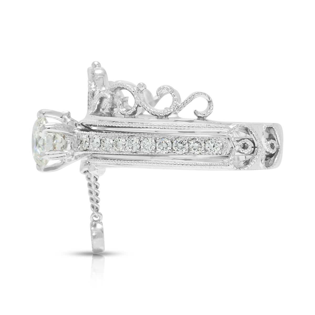 Sovereign 1.04ct Natural Diamond Tiara Detachable Ring Set in 18K White Gold with GIA Certificate