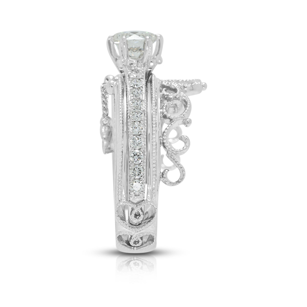 Sovereign 1.04ct Natural Diamond Tiara Detachable Ring Set in 18K White Gold with GIA Certificate