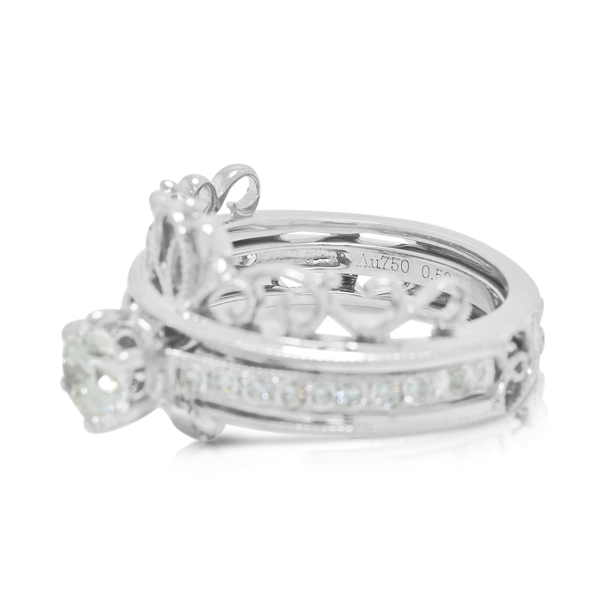 Sovereign 1.04ct Natural Diamond Tiara Detachable Ring Set in 18K White Gold with GIA Certificate