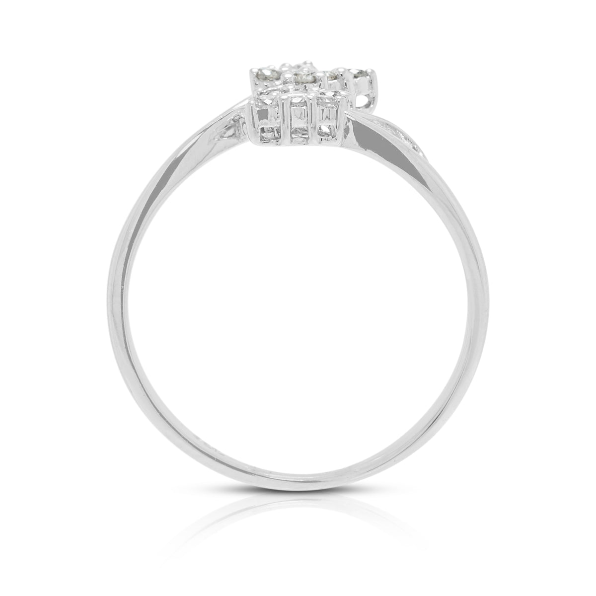 Alluring 0.12ct Natural Diamond Double Butterfly Bypass Ring in 18K White Gold