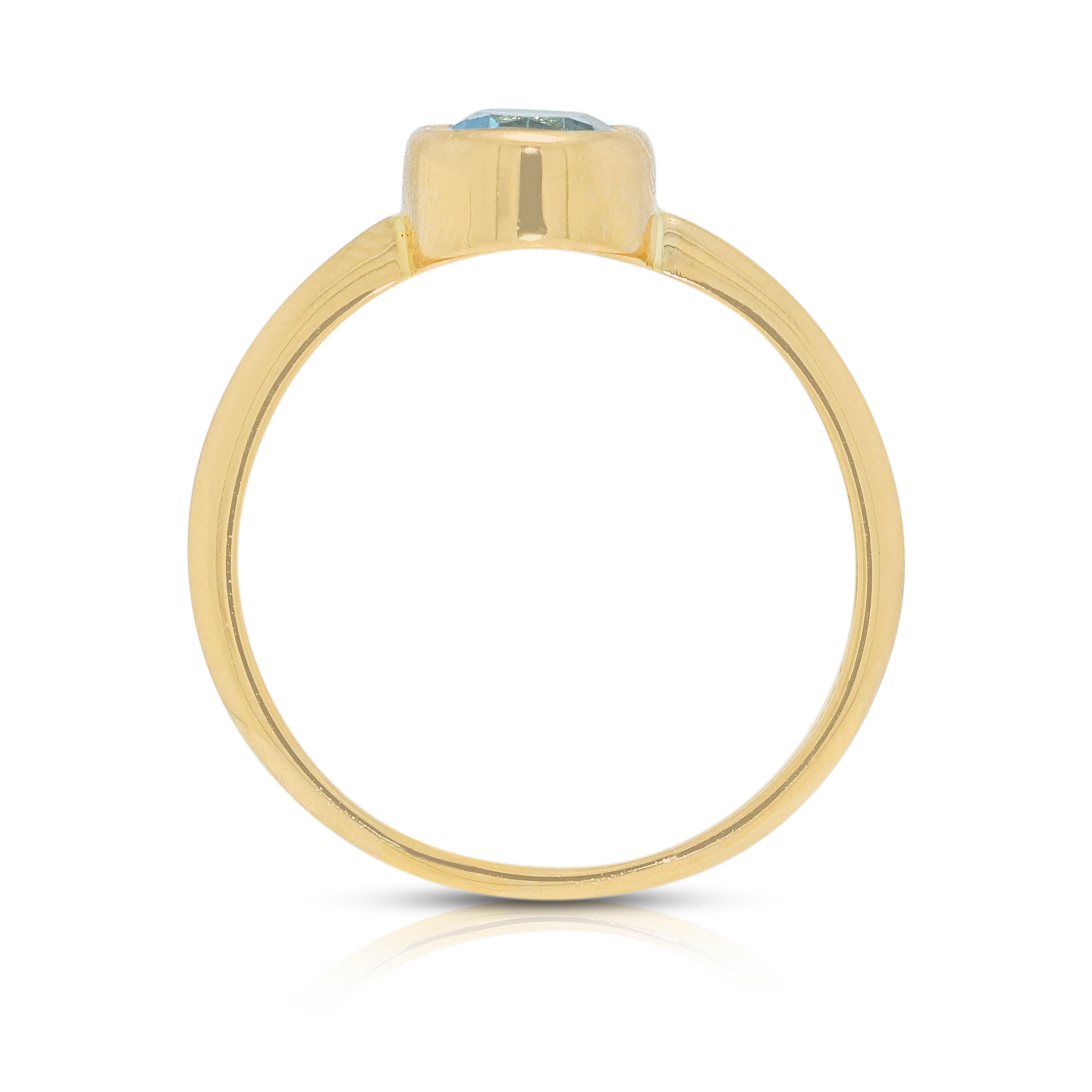 Enchanting 0.70ct Blue Topaz Solitaire Bezel Ring in 18K Yellow Gold