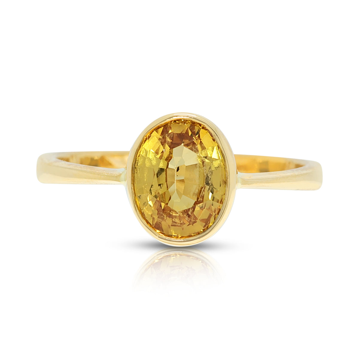 Luminous 1.35ct Yellow Sapphire Solitaire Bezel Ring in 18K Yellow Gold