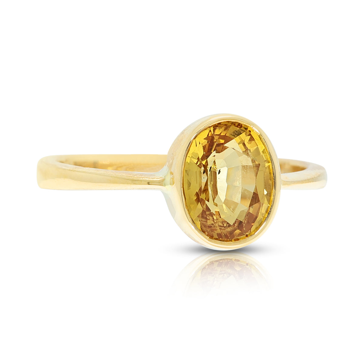 Luminous 1.35ct Yellow Sapphire Solitaire Bezel Ring in 18K Yellow Gold