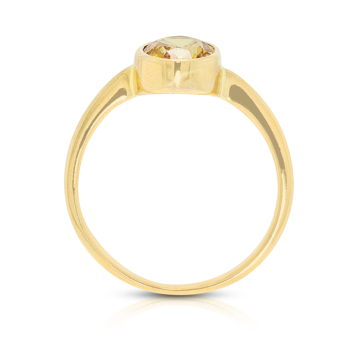 Luminous 1.35ct Yellow Sapphire Solitaire Bezel Ring in 18K Yellow Gold
