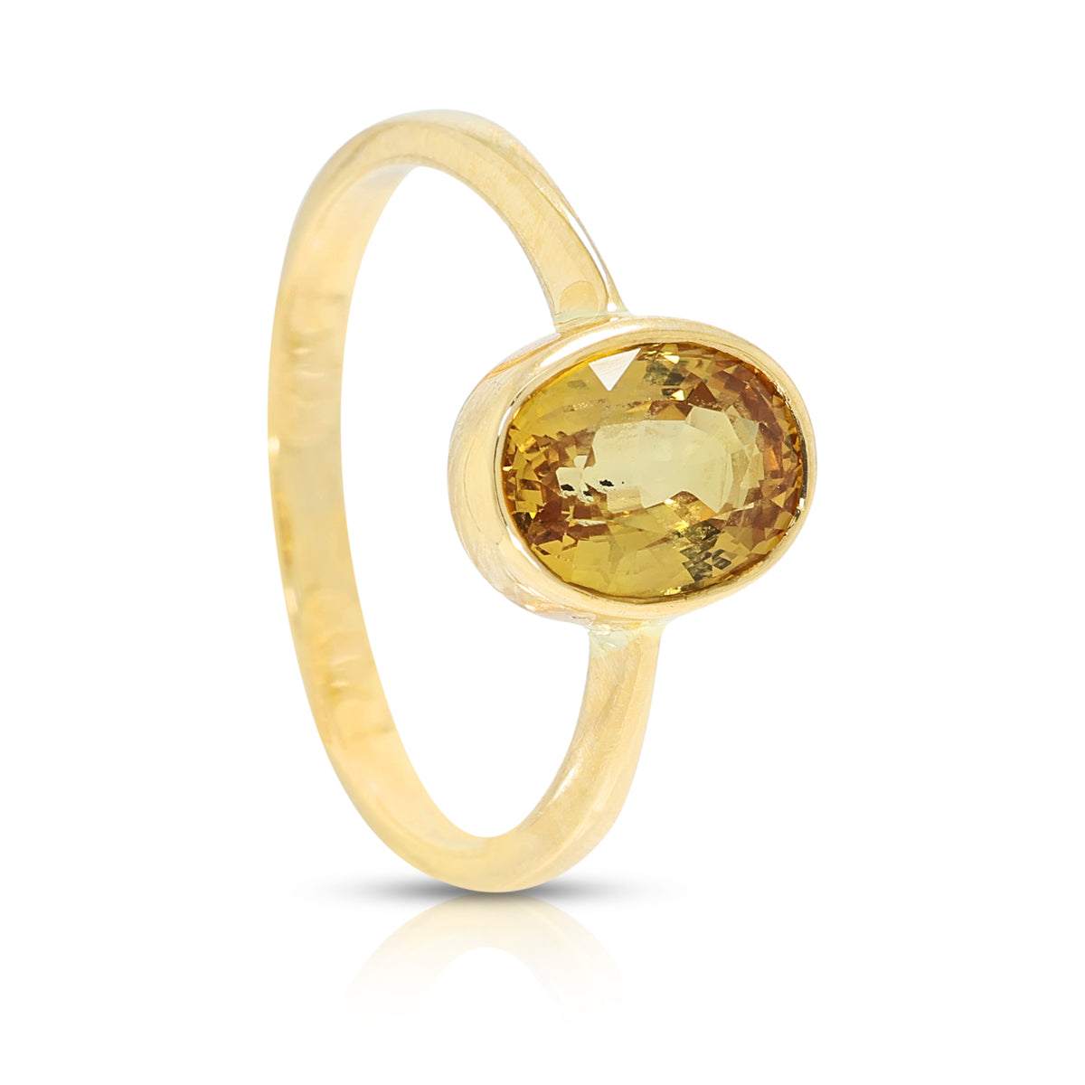 Luminous 1.35ct Yellow Sapphire Solitaire Bezel Ring in 18K Yellow Gold