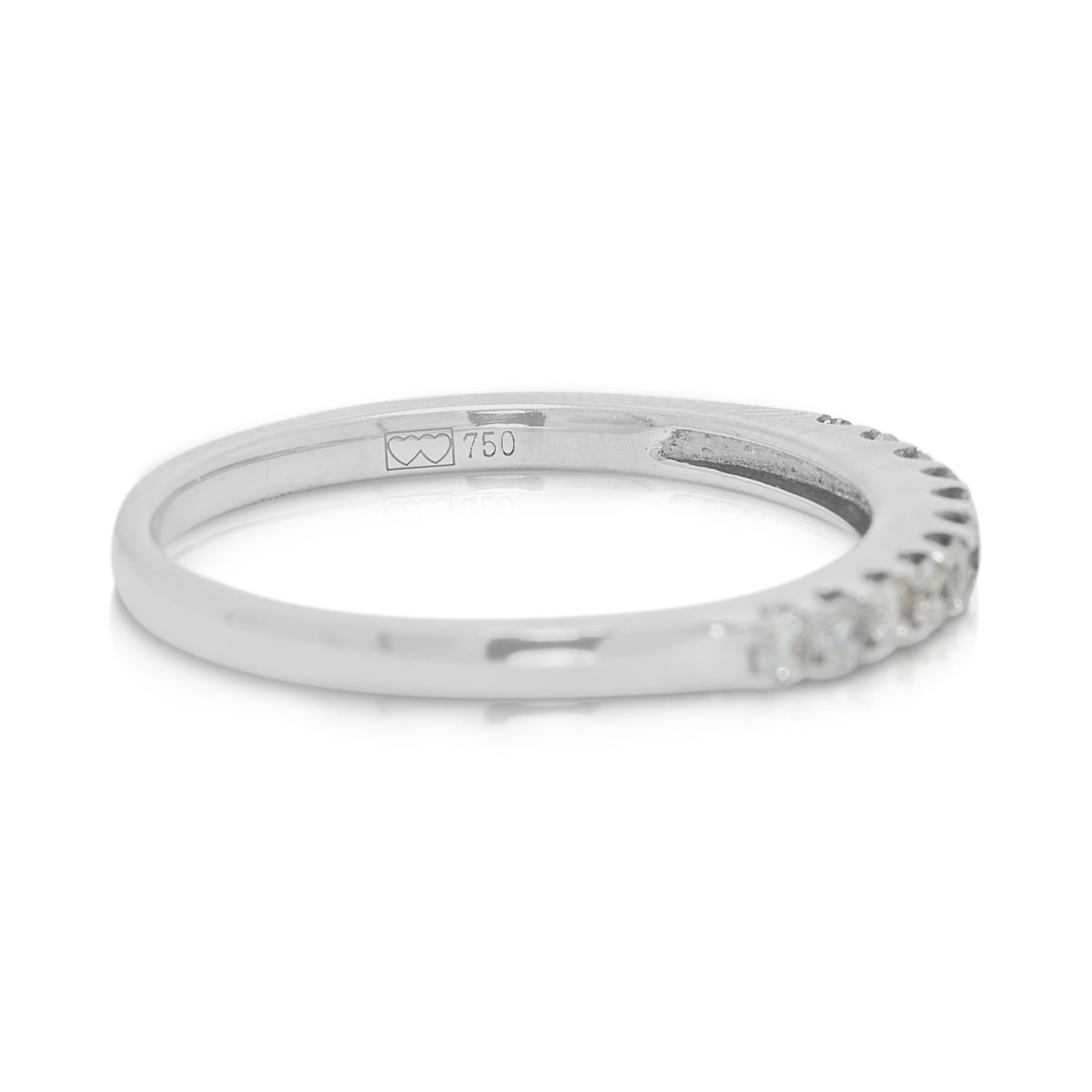 Sublime Gold Heart 0.22ct Natural Diamond Half Eternity Band Ring in 18K White Gold
