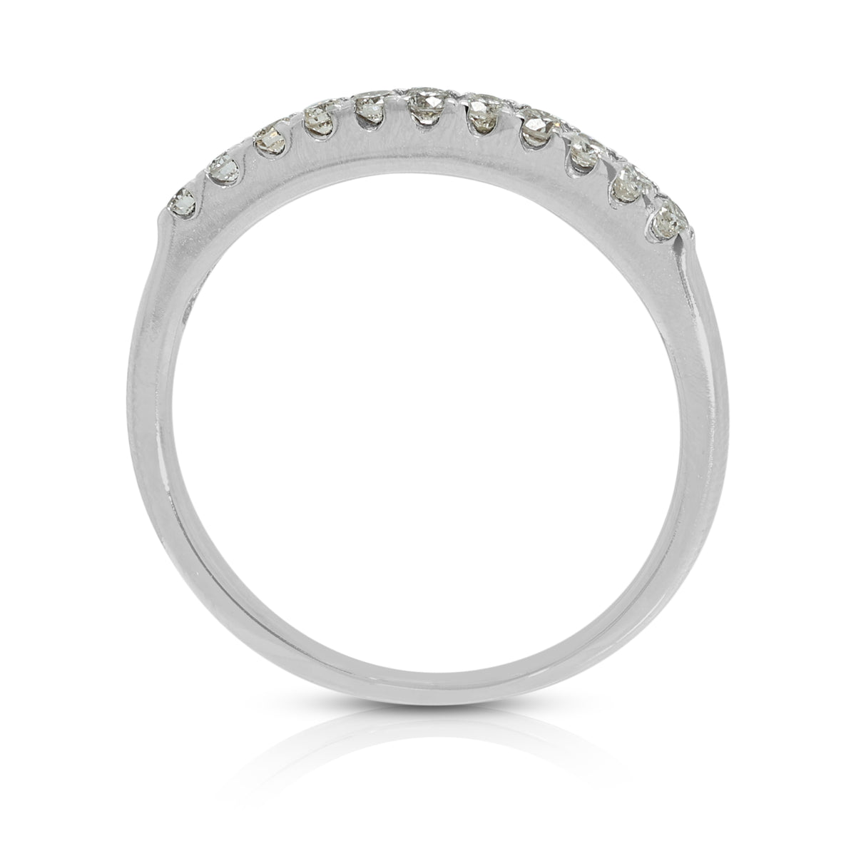 Sublime Gold Heart 0.22ct Natural Diamond Half Eternity Band Ring in 18K White Gold