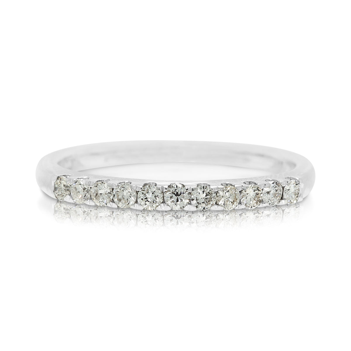 Sublime Gold Heart 0.22ct Natural Diamond Half Eternity Band Ring in 18K White Gold