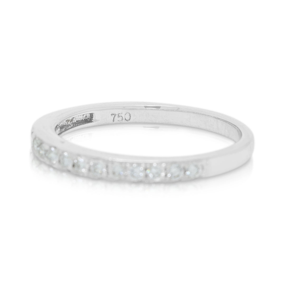 Striking 0.20ct Natural Diamond Half Eternity Band Ring in 18K White Gold