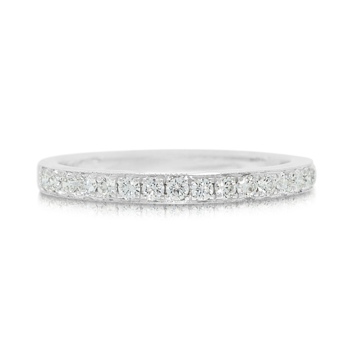 Striking 0.20ct Natural Diamond Half Eternity Band Ring in 18K White Gold