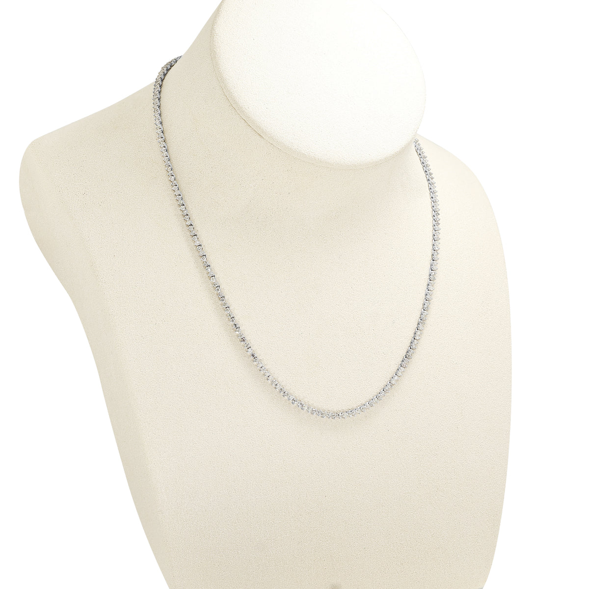 Classic 2.00ct Natural Diamond Tennis Necklace in 18K White Gold