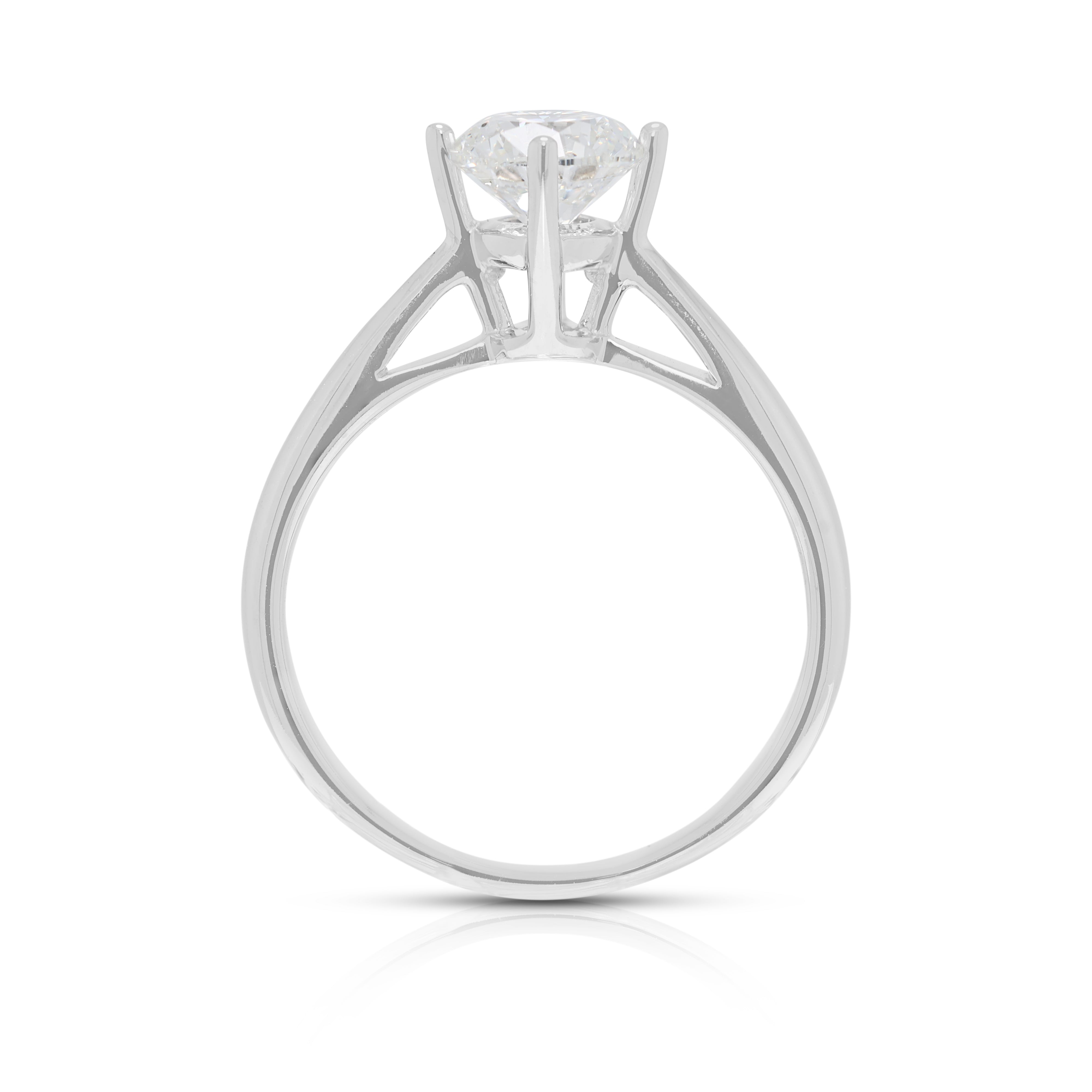Timeless 0.90ct Natural Diamond Solitaire Ring in 18K White Gold - GIA Certified
