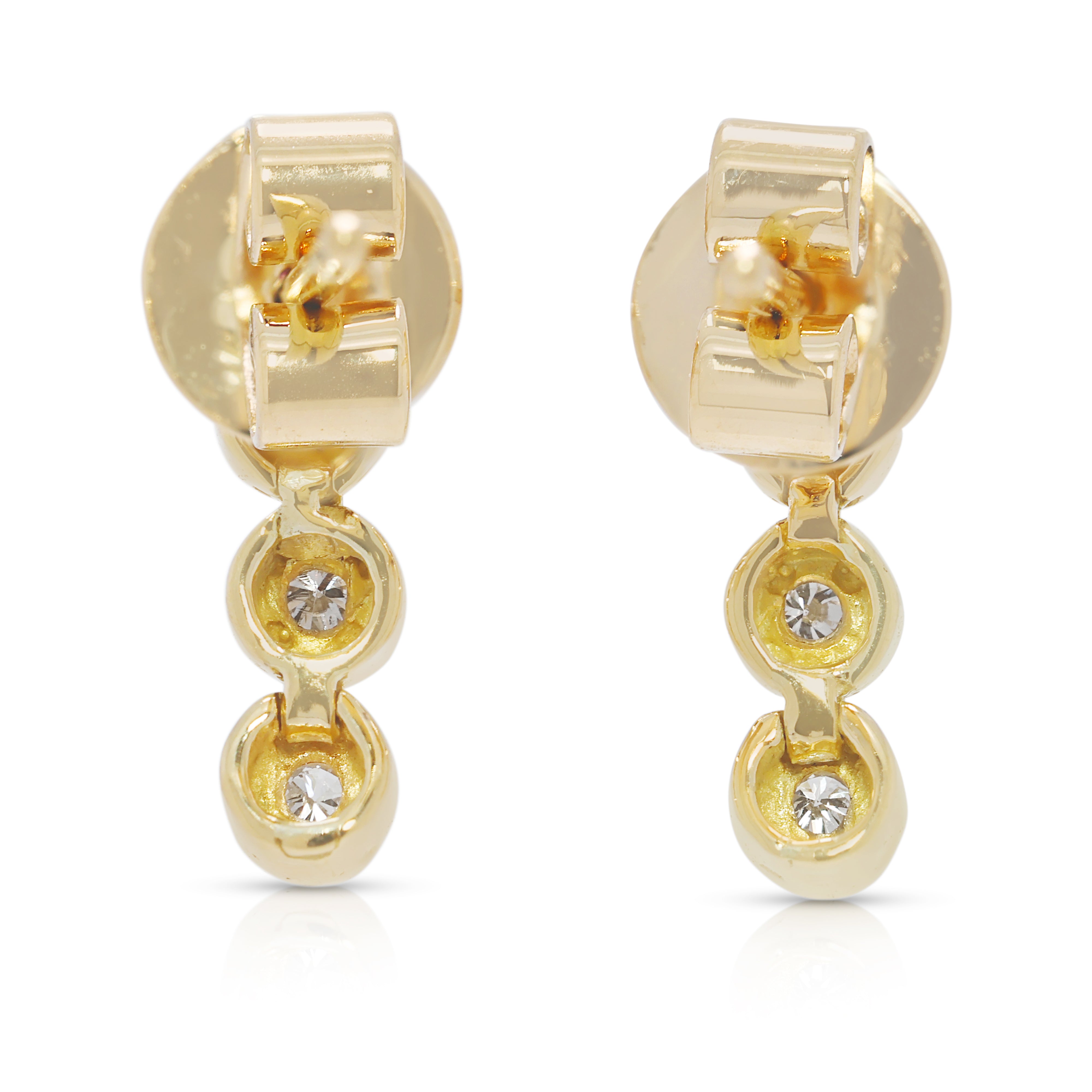 Chic 0.21ct Ruby & Natural Diamond Drop Earrings in 18K Yellow Gold