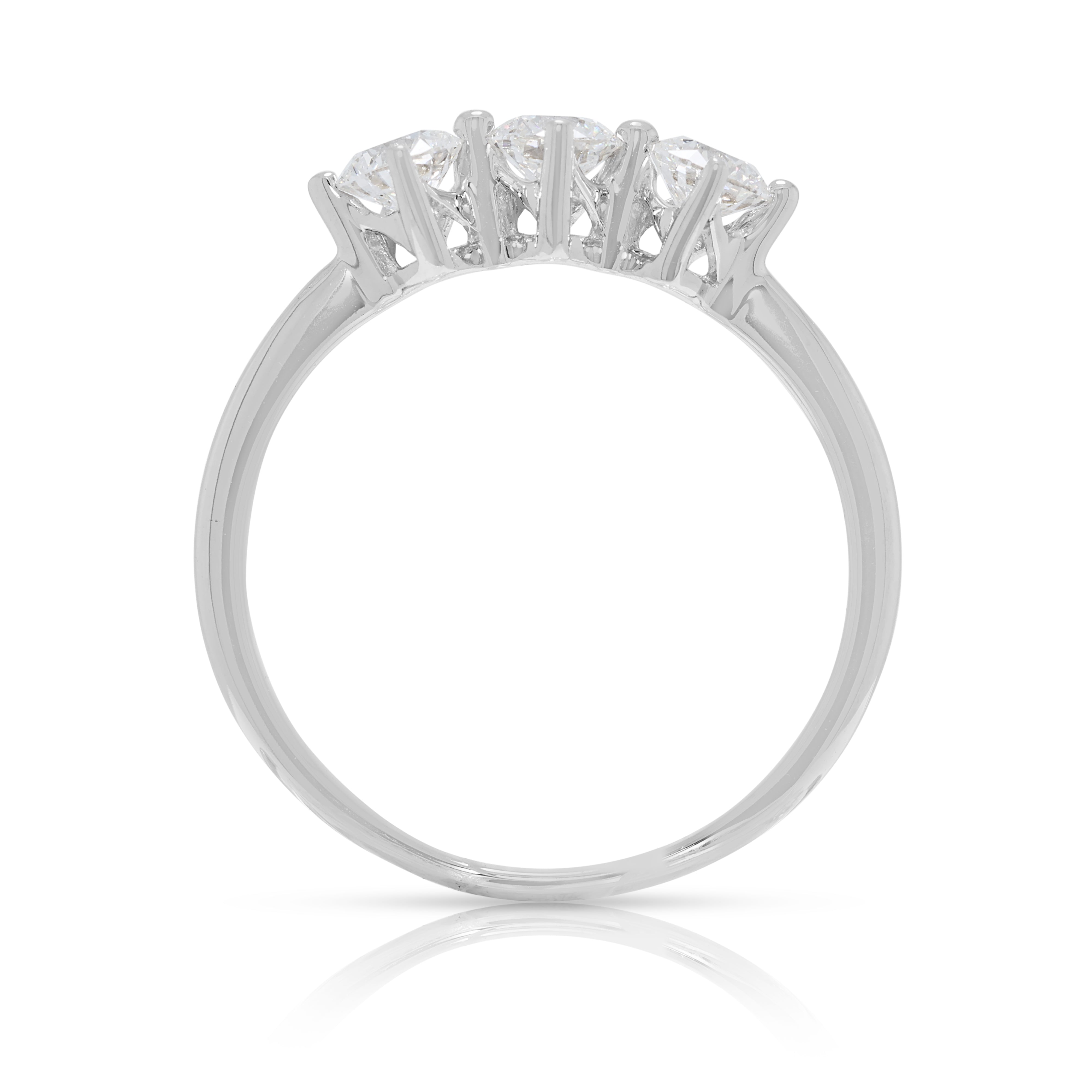 Sleek 0.54ct Three-Stone Natural Diamond Destinée by Lee Hwa Ring in 18K White Gold