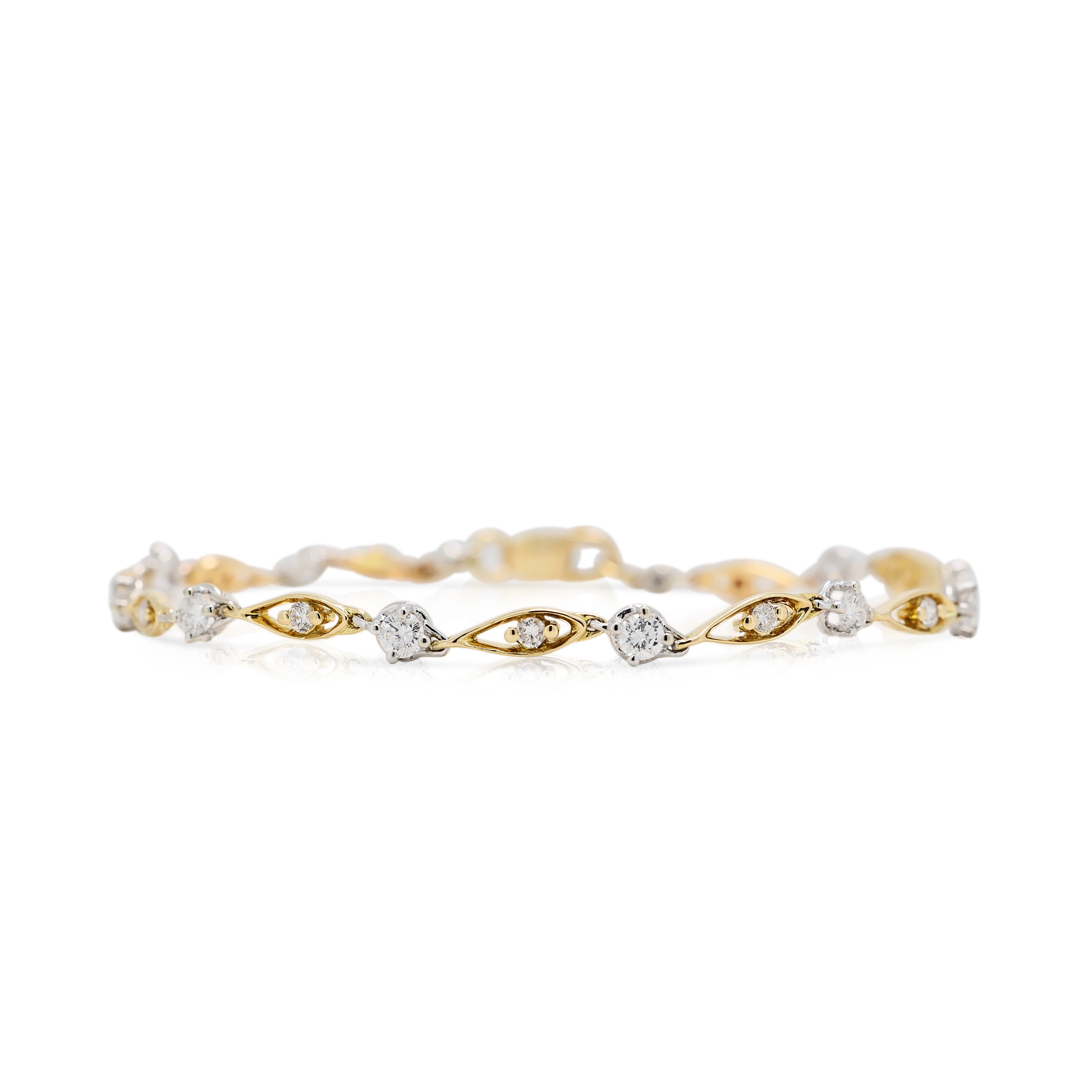 Exquisite 0.68ct Natural Diamond Bracelet in 18K Two-Toned Gold (New)