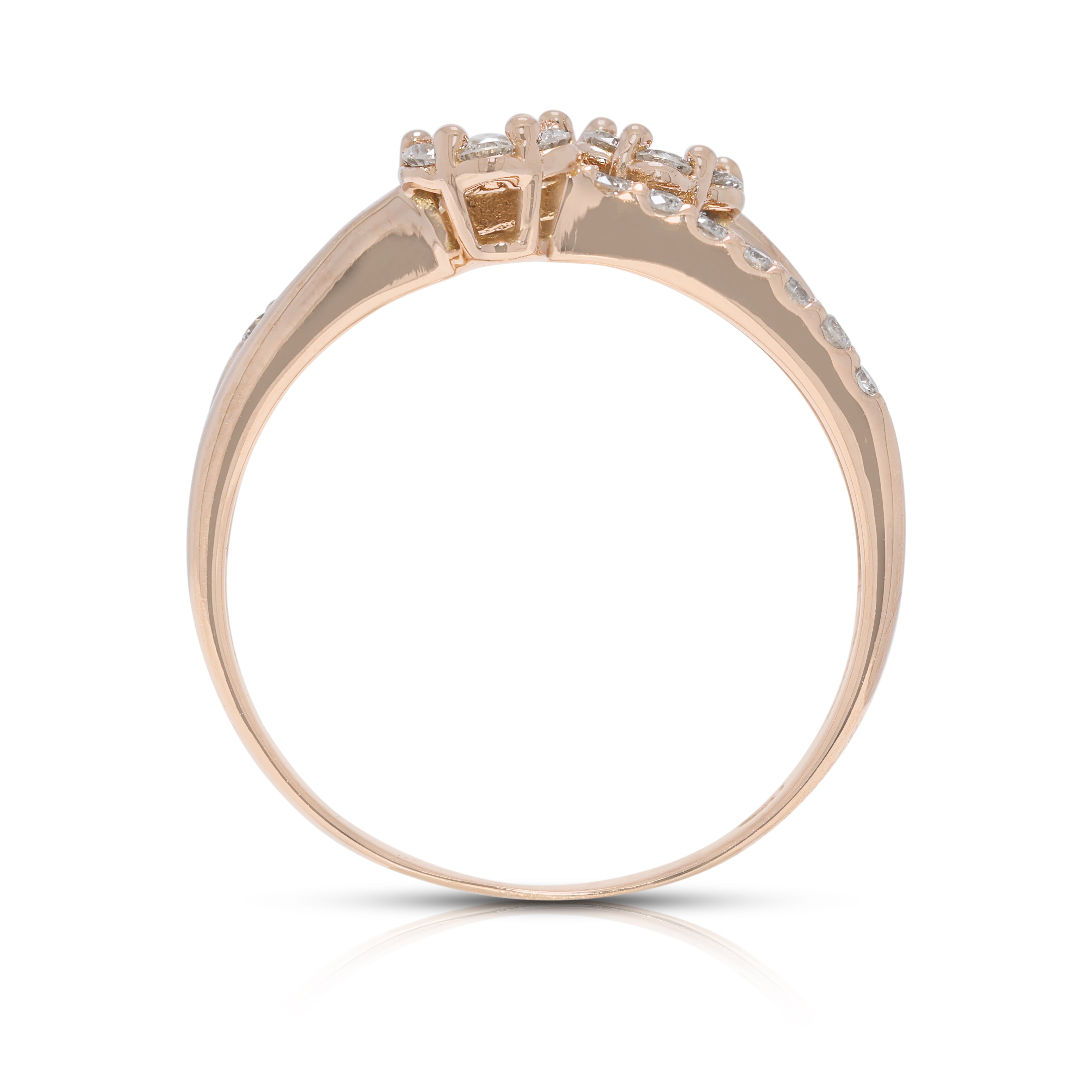 Floral Cluster 0.42ct Natural Diamond Split-Shank Ring in 18K Rose Gold
