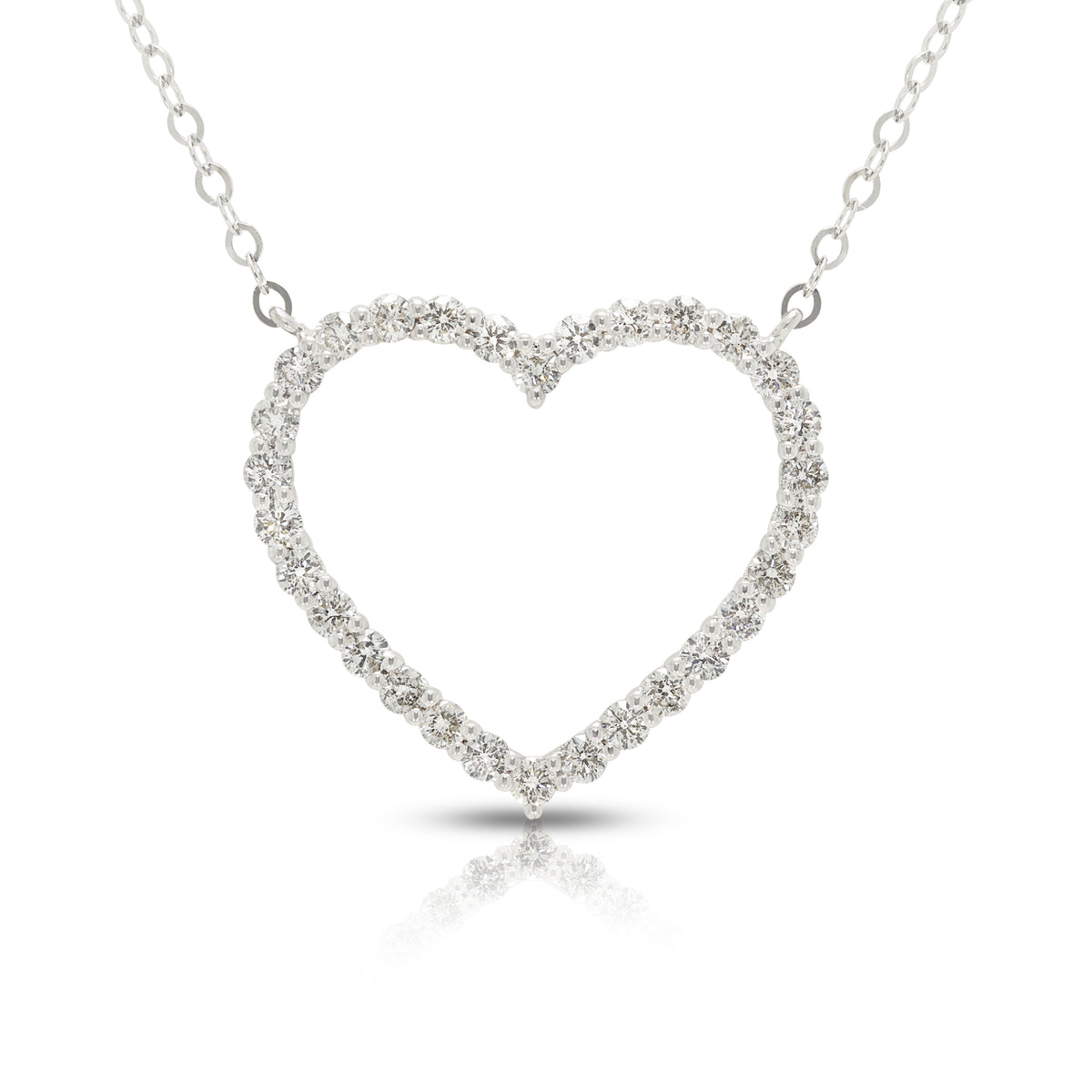 Elegant 0.30ct Natural Diamond Heart Necklace in 18K White Gold (New)