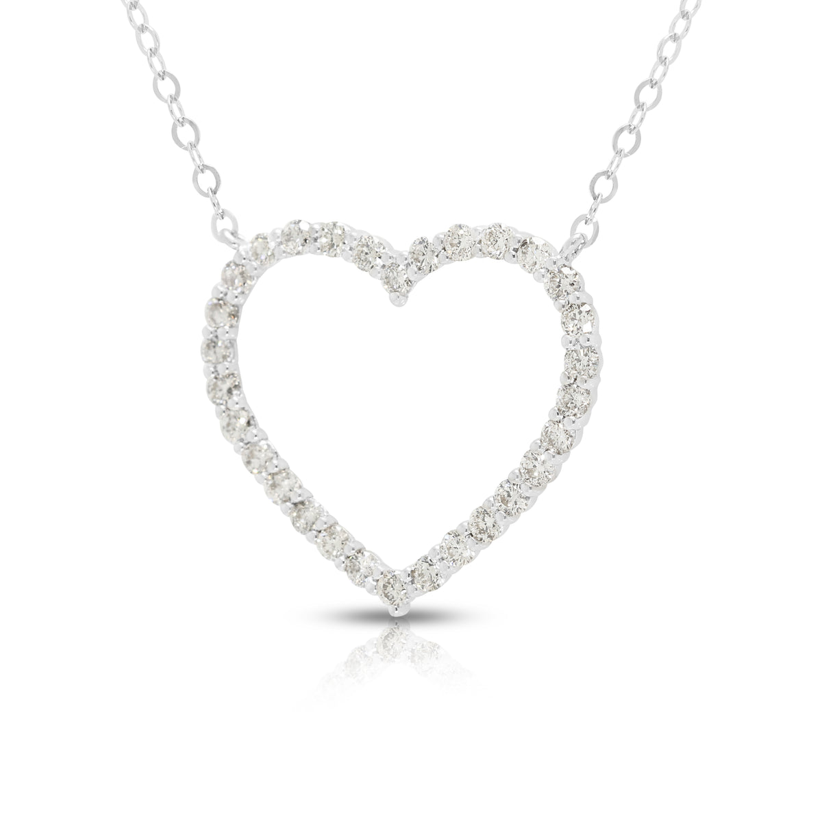 Elegant 0.30ct Natural Diamond Heart Necklace in 18K White Gold (New)