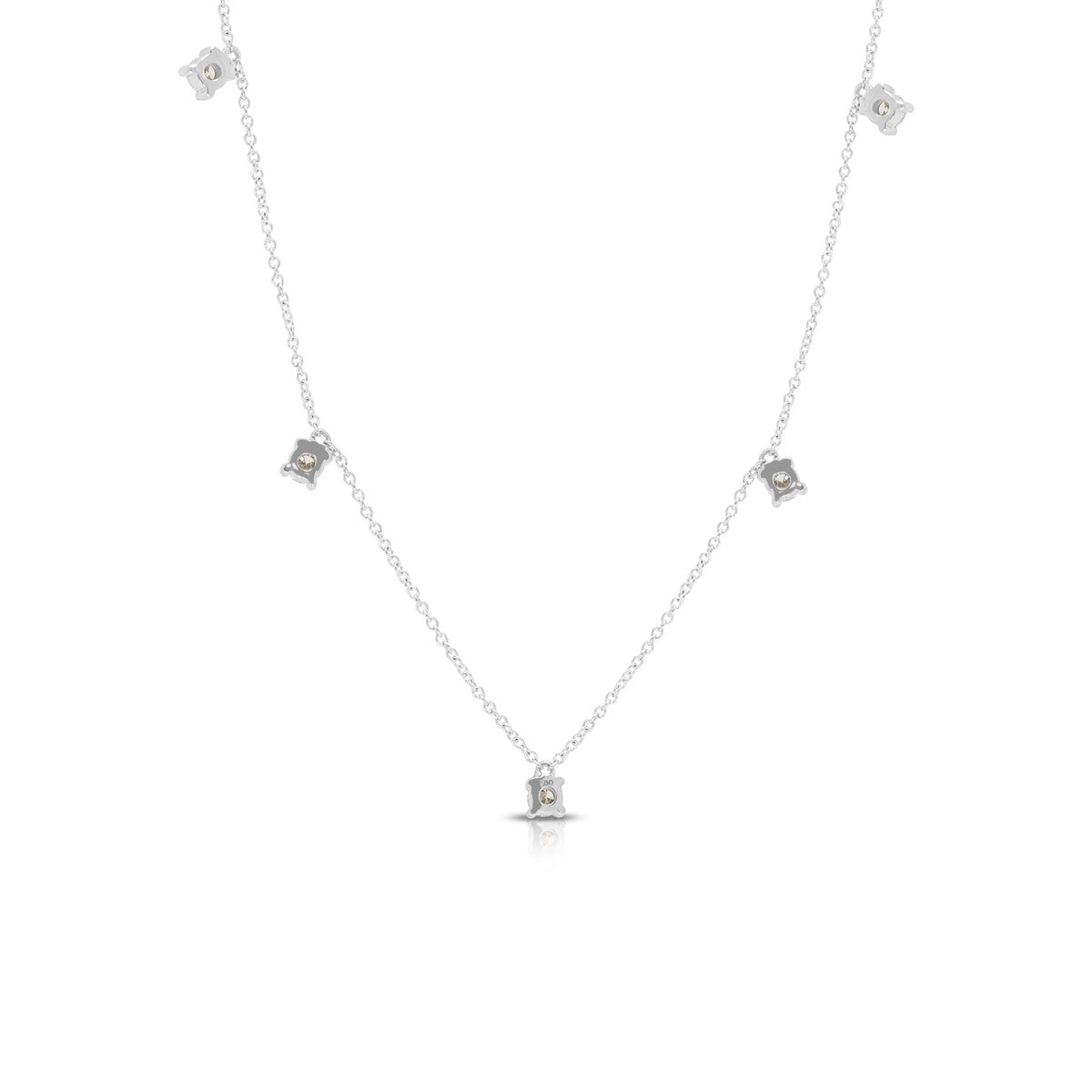 Elegant 0.40ct Natural Diamond Five Station Necklace in 18K White Gold
