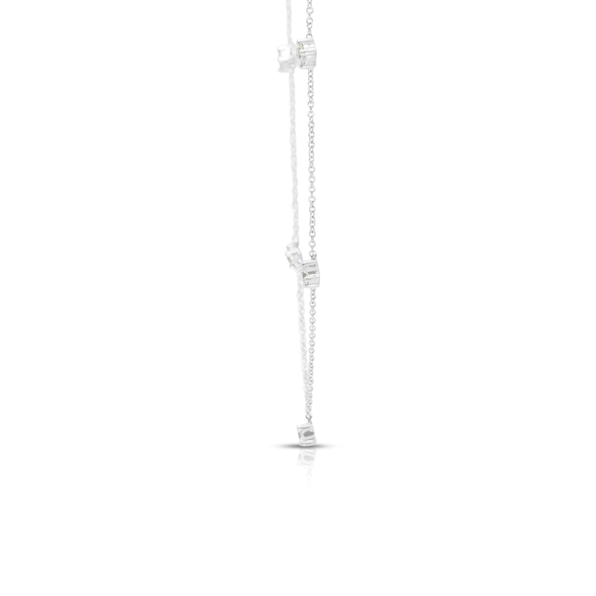 Elegant 0.40ct Natural Diamond Five Station Necklace in 18K White Gold