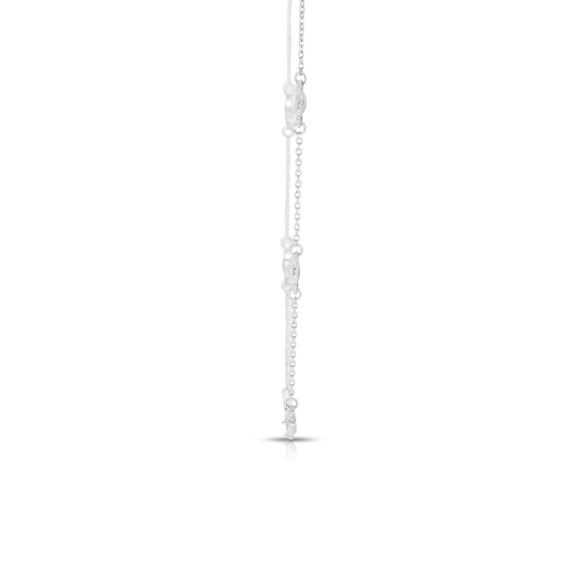 Elegant Lee Hwa Jewelry 0.15ct Natural Diamond Station Necklace in 18K White Gold