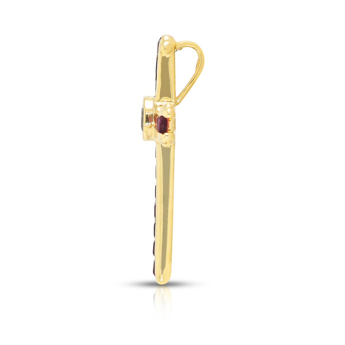 Spectacular 0.40ct Ruby and 0.10ct Natural Diamond Channel Set Cross Pendant in 18K Yellow Gold
