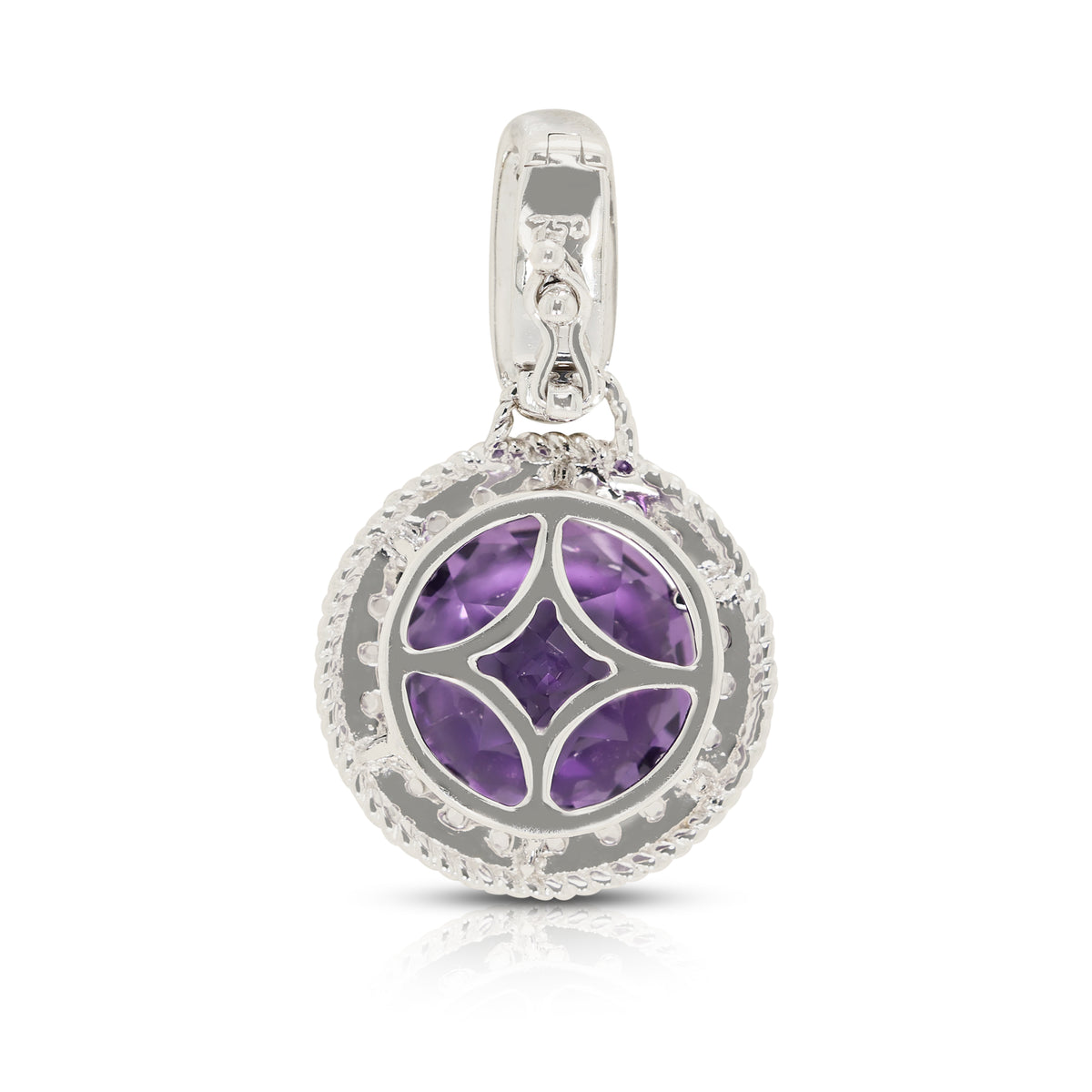 Breathtaking 3.88ct Amethyst and 0.45ct Natural Diamond Halo Enhancer Pendant in 18K White Gold (New)