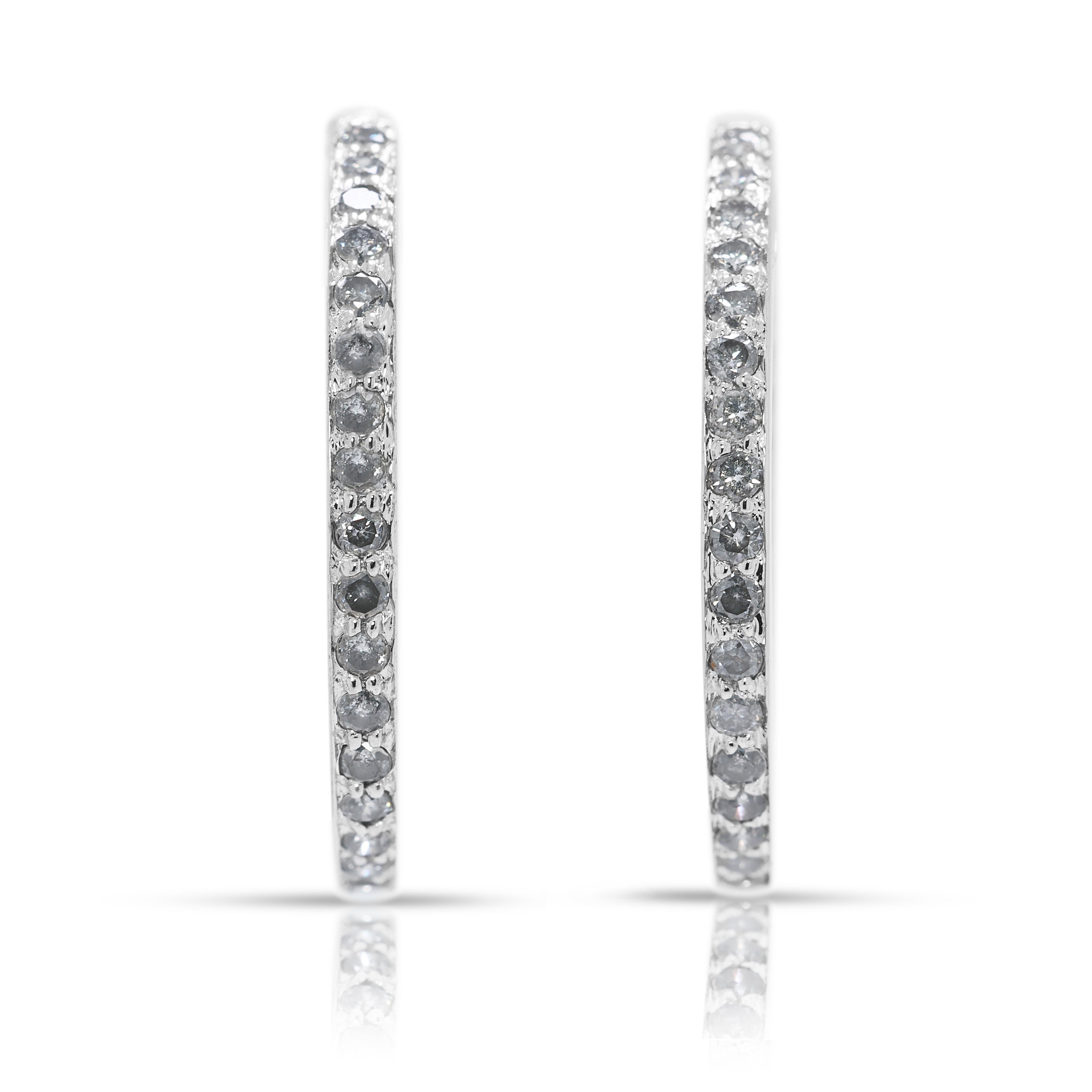Dazzling 1.44ct Natural Diamond Hoop Earrings in 18K White Gold