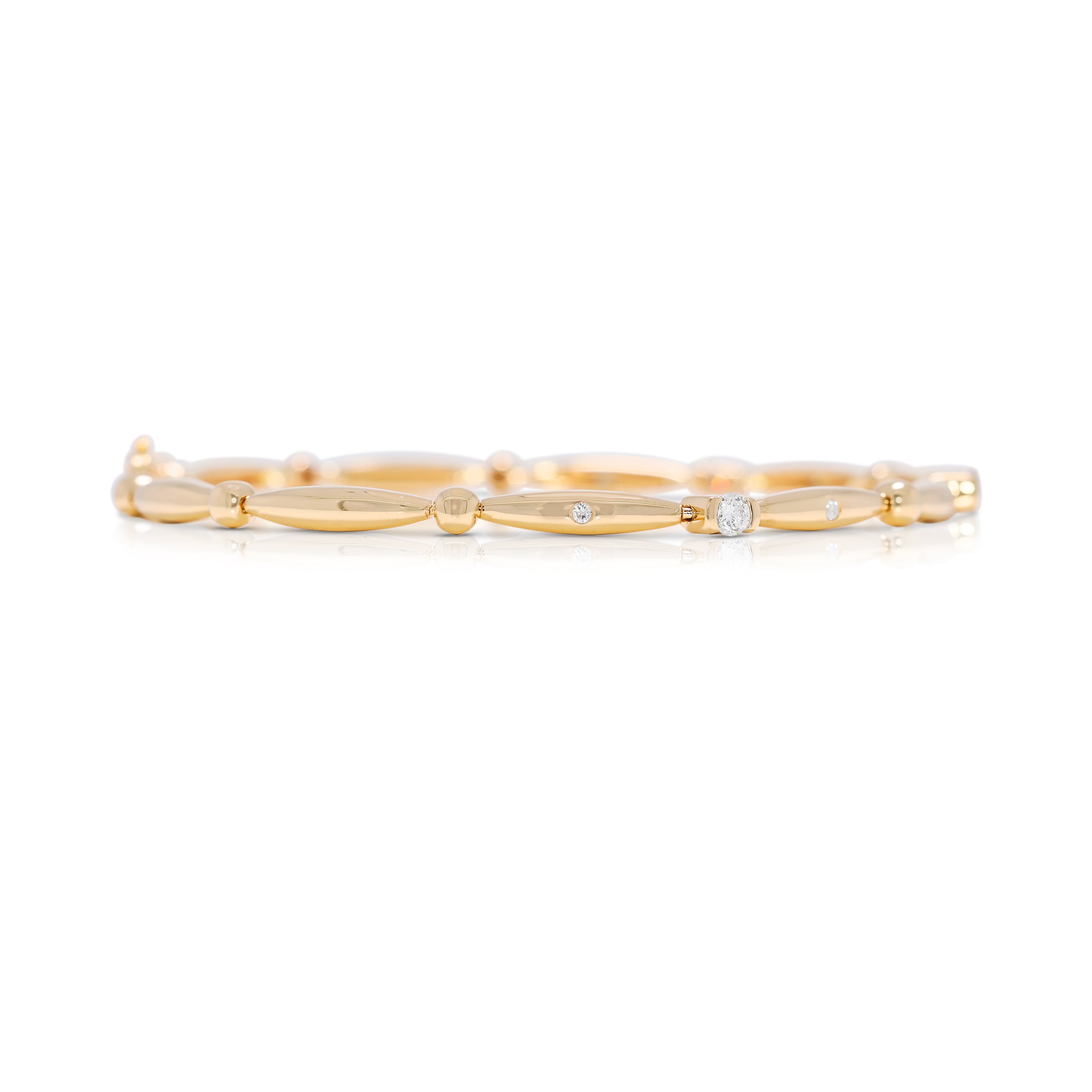 Refined 0.037ct 18K Yellow Gold Natural Diamond Bracelet