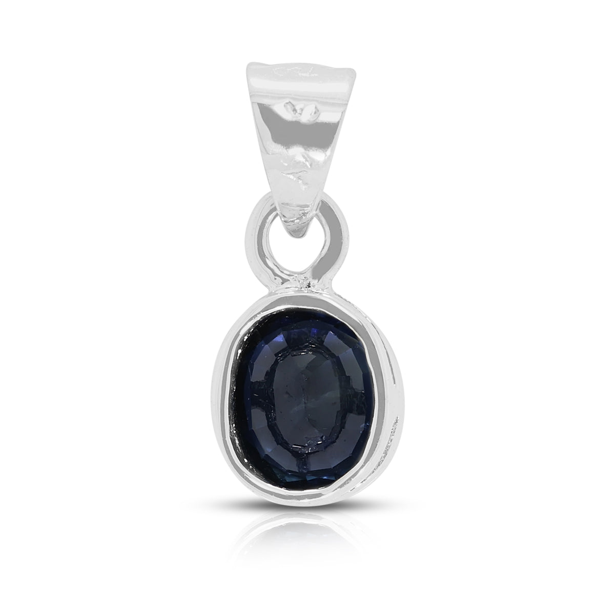 Elegant 0.70ct Natural Blue Sapphire Bezel Pendant in 18K White Gold