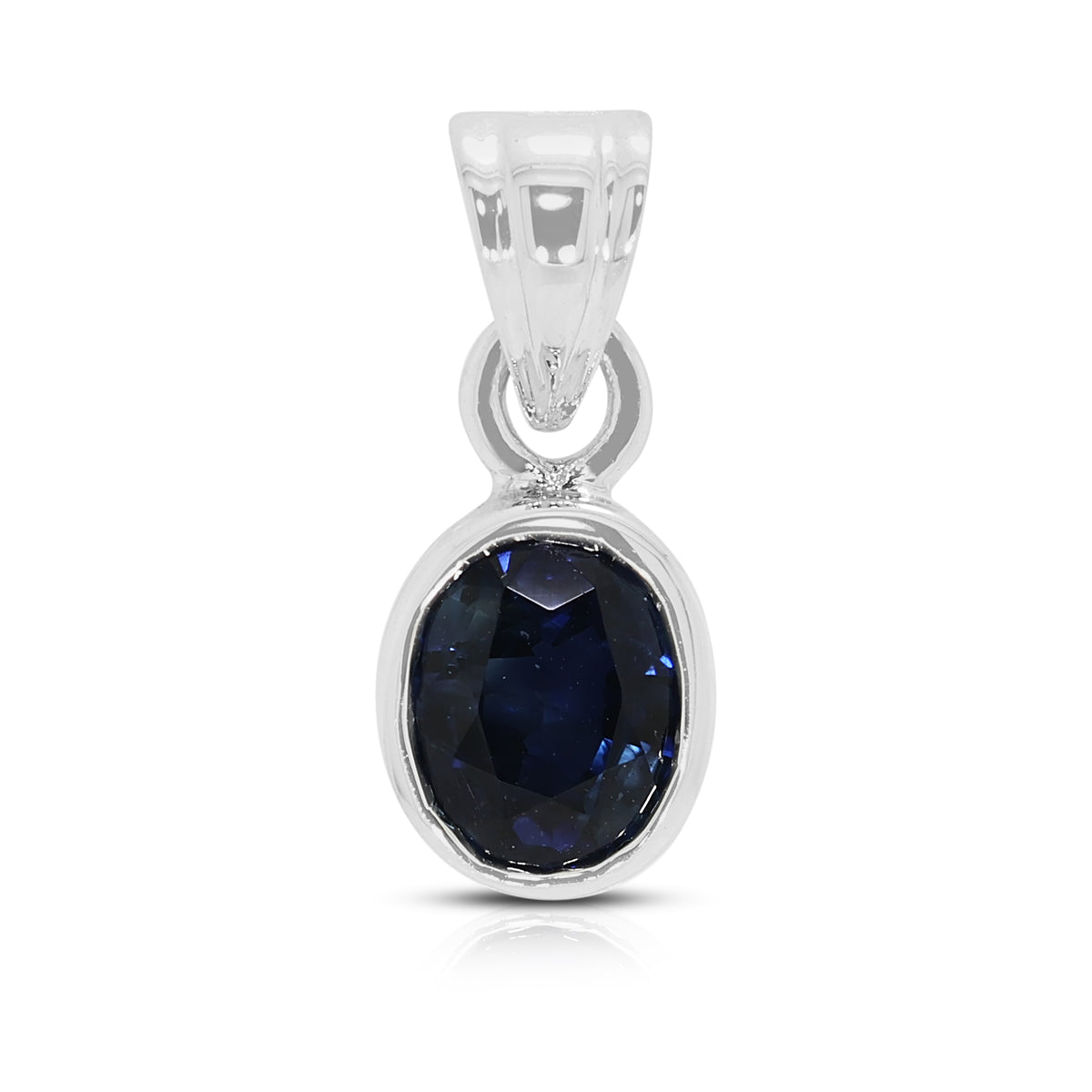 Elegant 0.70ct Natural Blue Sapphire Bezel Pendant in 18K White Gold