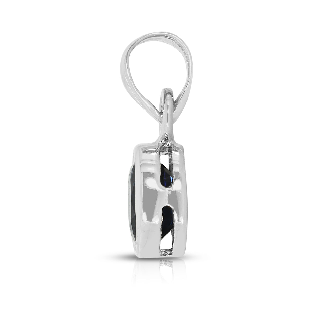 Elegant 0.70ct Natural Blue Sapphire Bezel Pendant in 18K White Gold