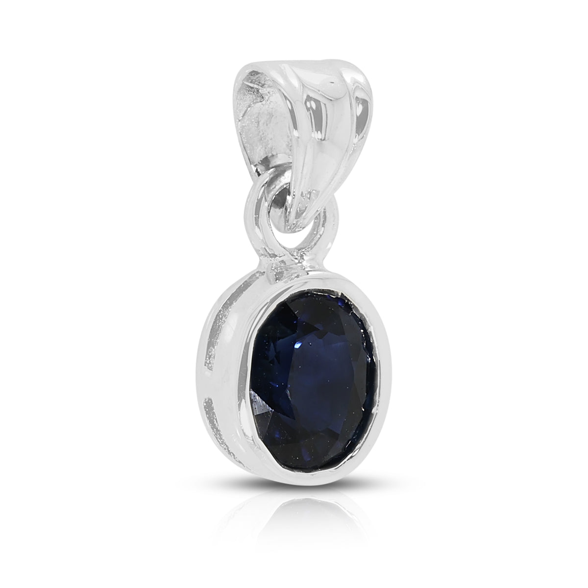 Elegant 0.70ct Natural Blue Sapphire Bezel Pendant in 18K White Gold