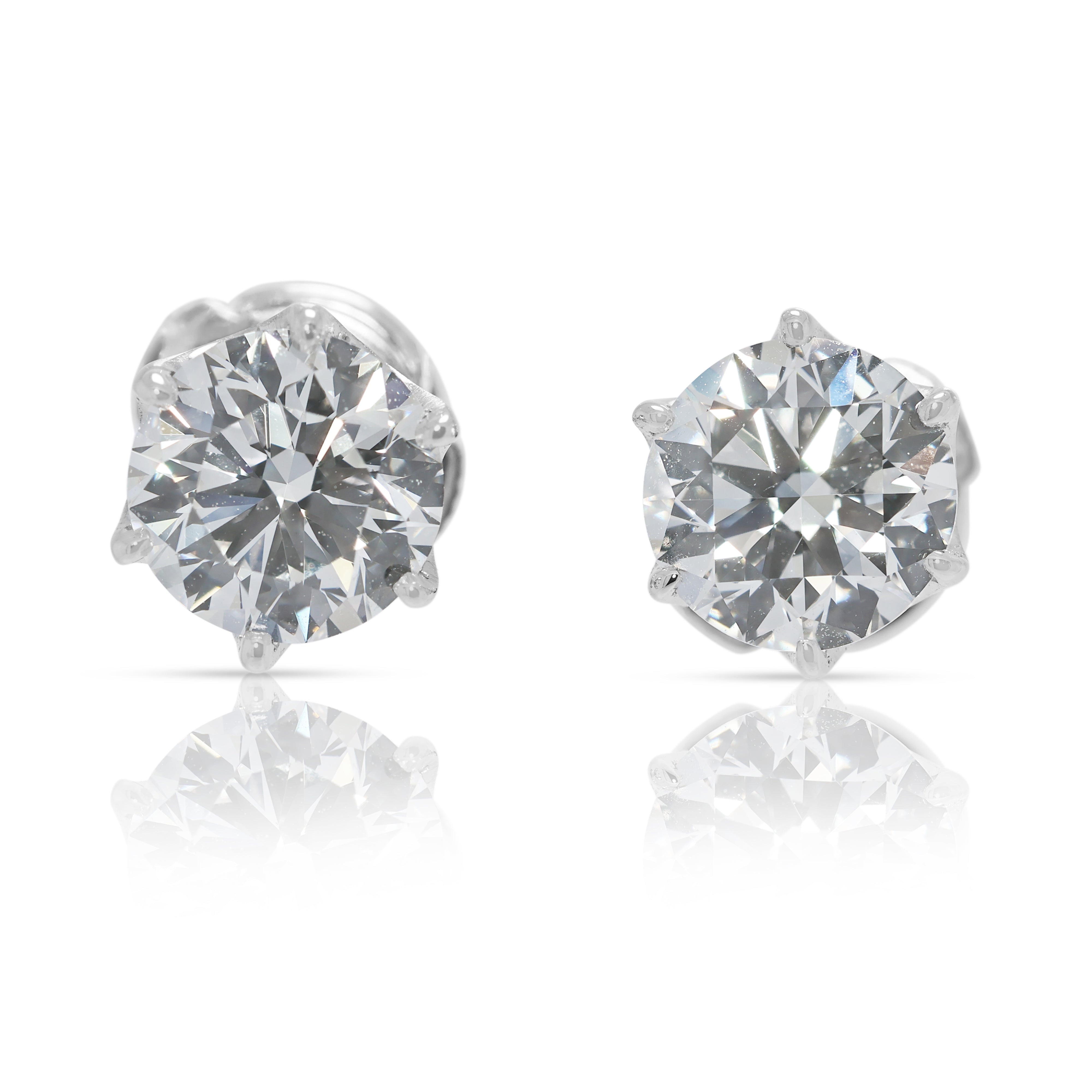 Exquisite 2.00ct Natural Diamond Stud Earrings by Sarina in 18K White Gold - GIA Certified