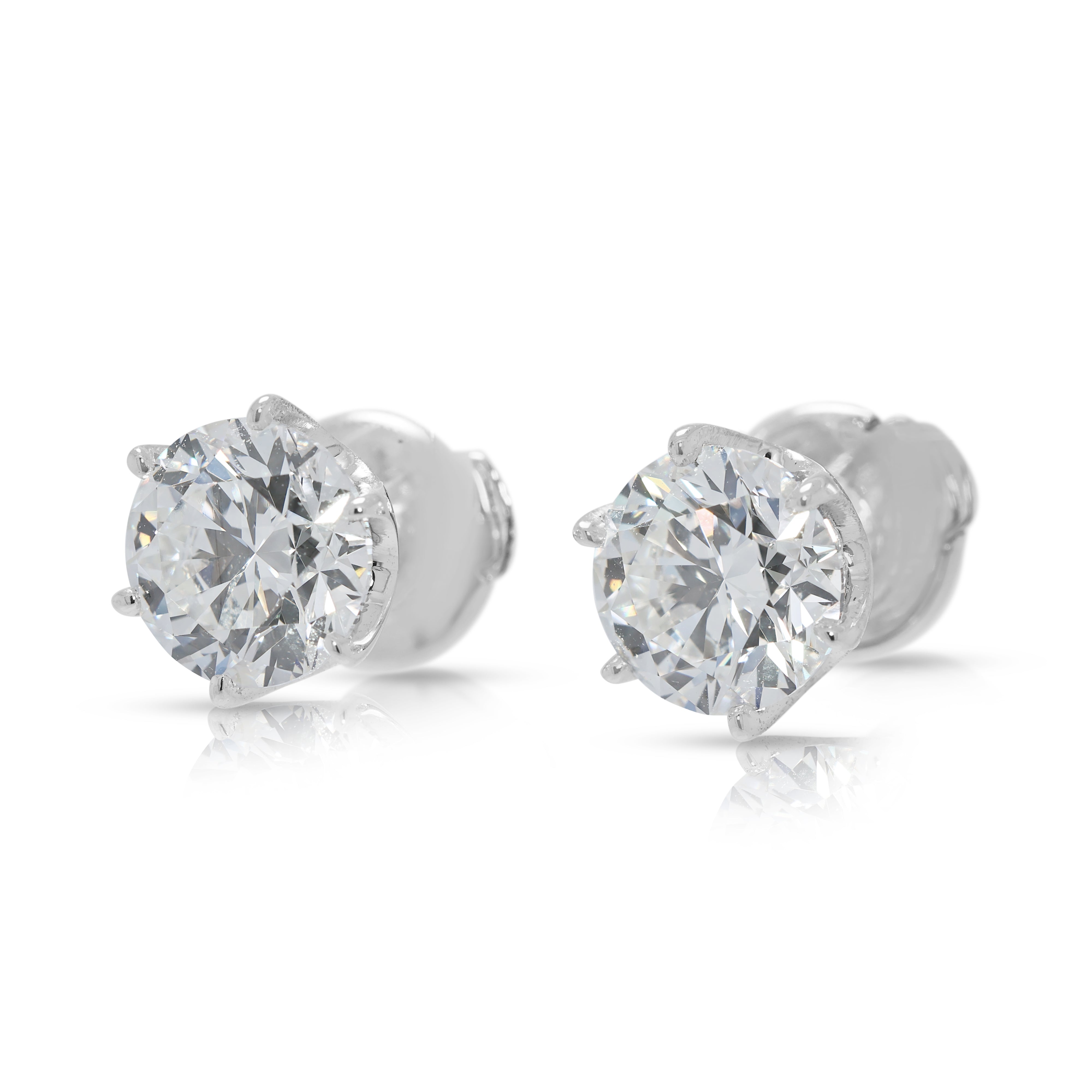 Exquisite 2.00ct Natural Diamond Stud Earrings by Sarina in 18K White Gold - GIA Certified