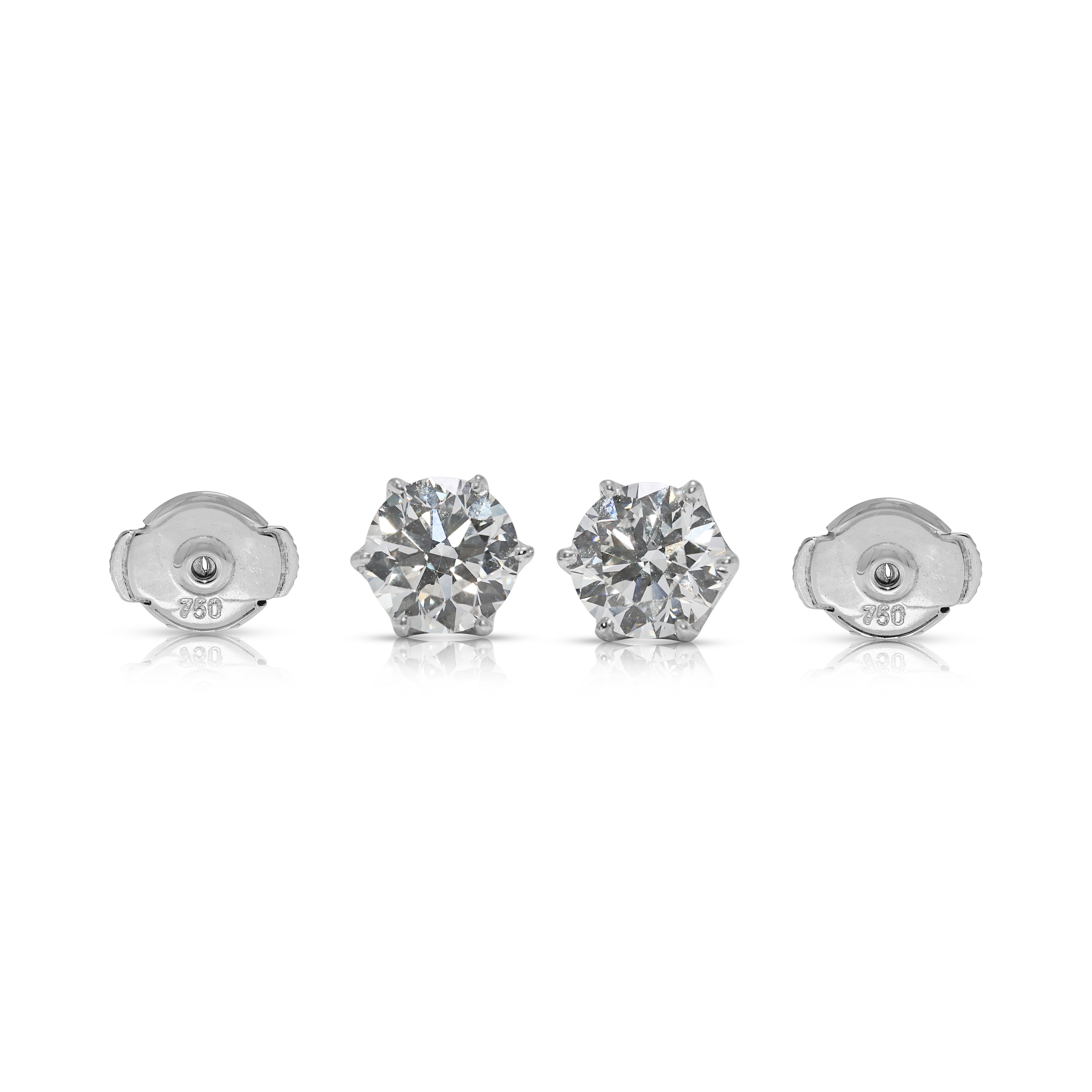 Exquisite 2.00ct Natural Diamond Stud Earrings by Sarina in 18K White Gold - GIA Certified