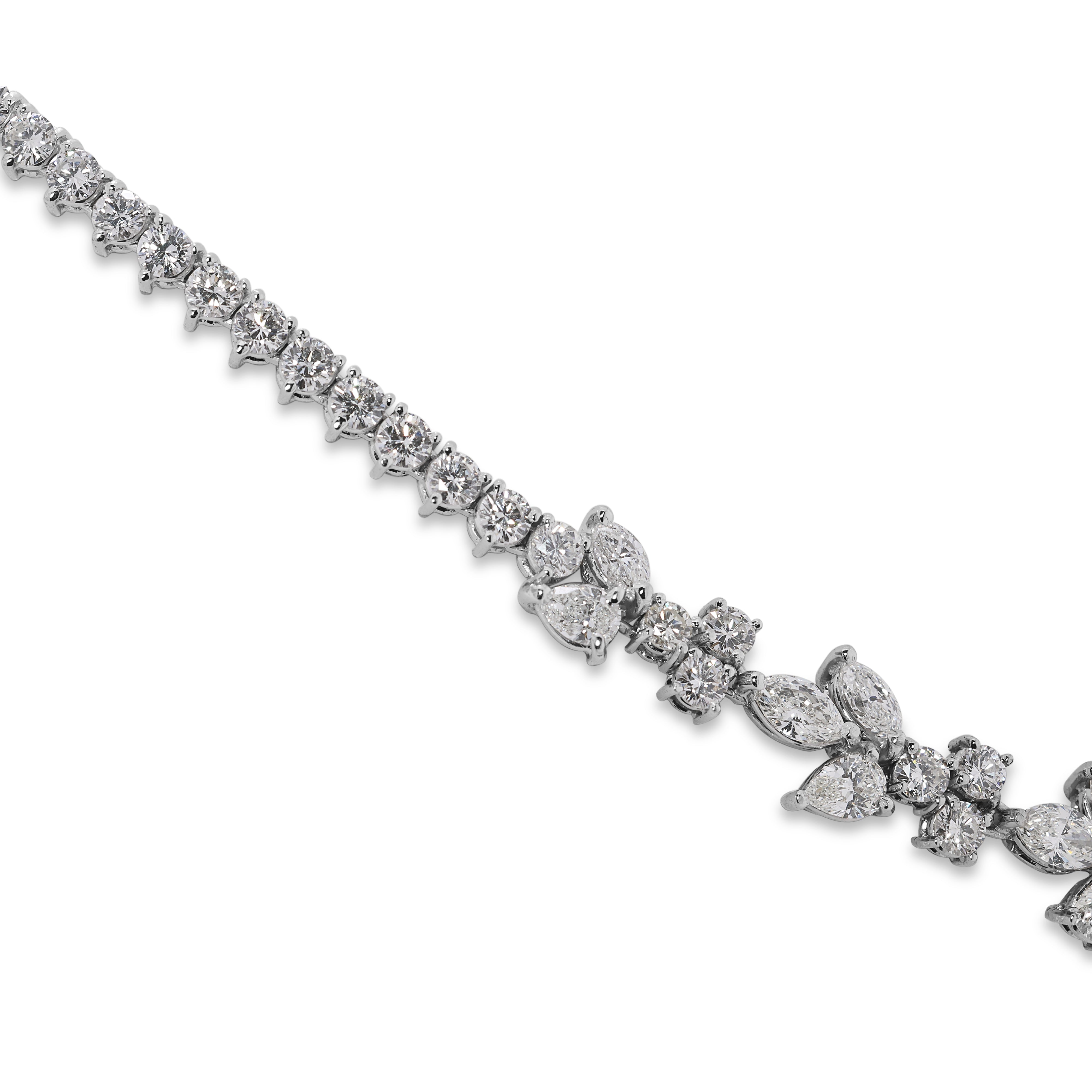 Magnificent 13.52ct Natural Diamond Necklace in 18K White Gold - Certified Natural Gem Diamonds